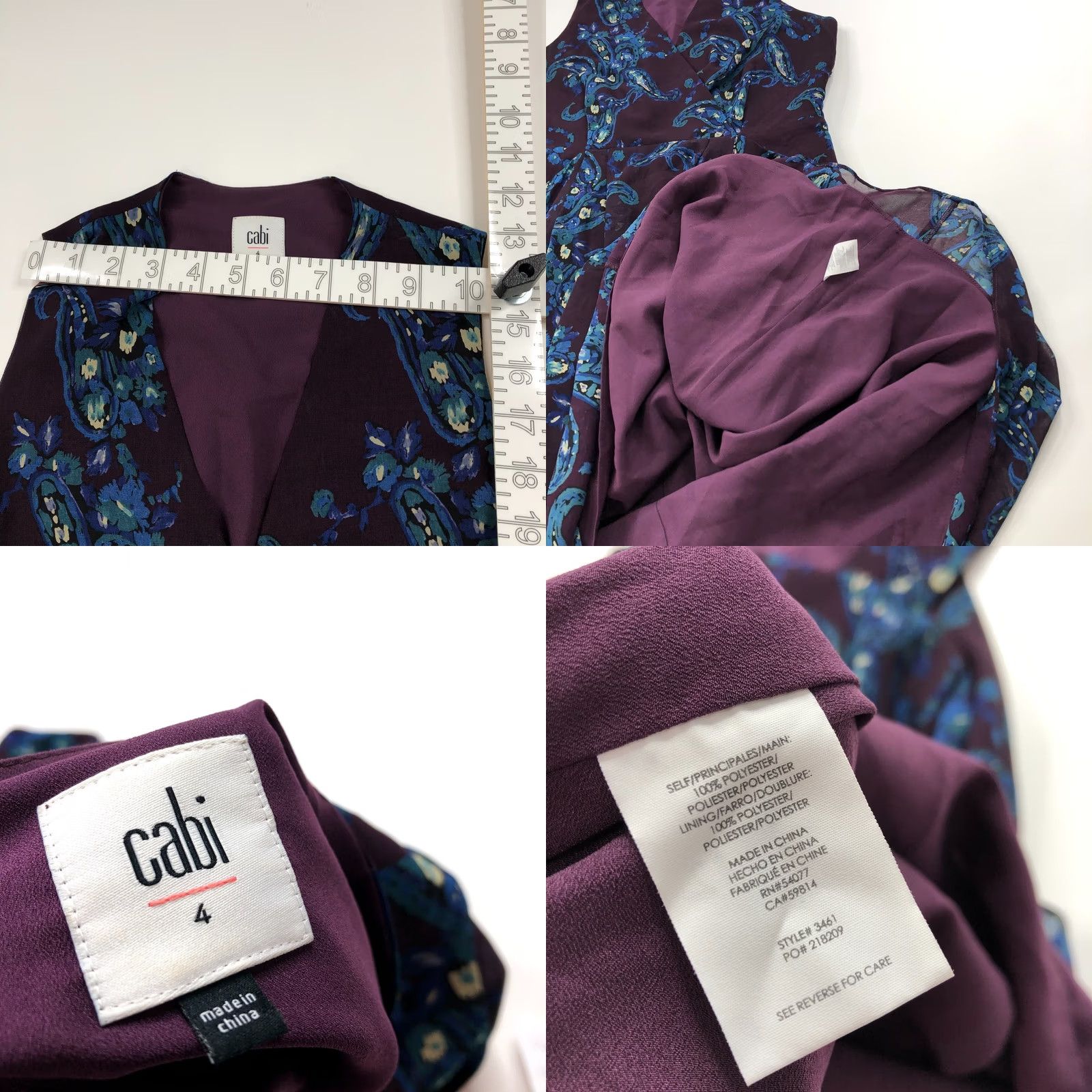 Vintage CAbi 4 Women's A-Line Midi Dress Purple Blue MINT #3461 Size S / US 4 / IT 40 - 9 Thumbnail
