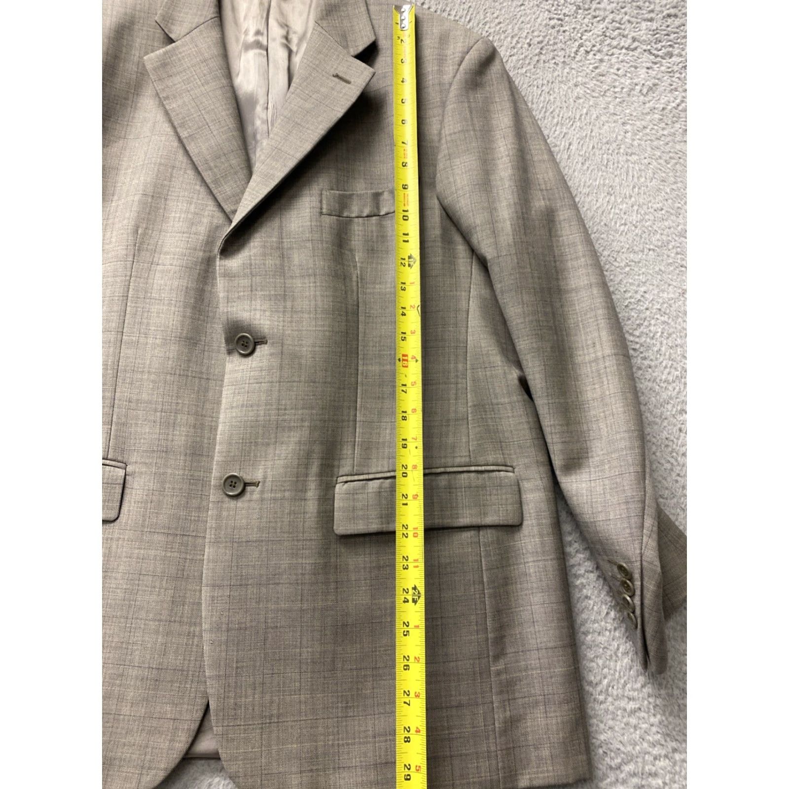 Vintage Cesarani Suit 44R Gray Glen Plaid Wool 2 Piece Business Casual Formal Mens Size 44R - 7 Thumbnail