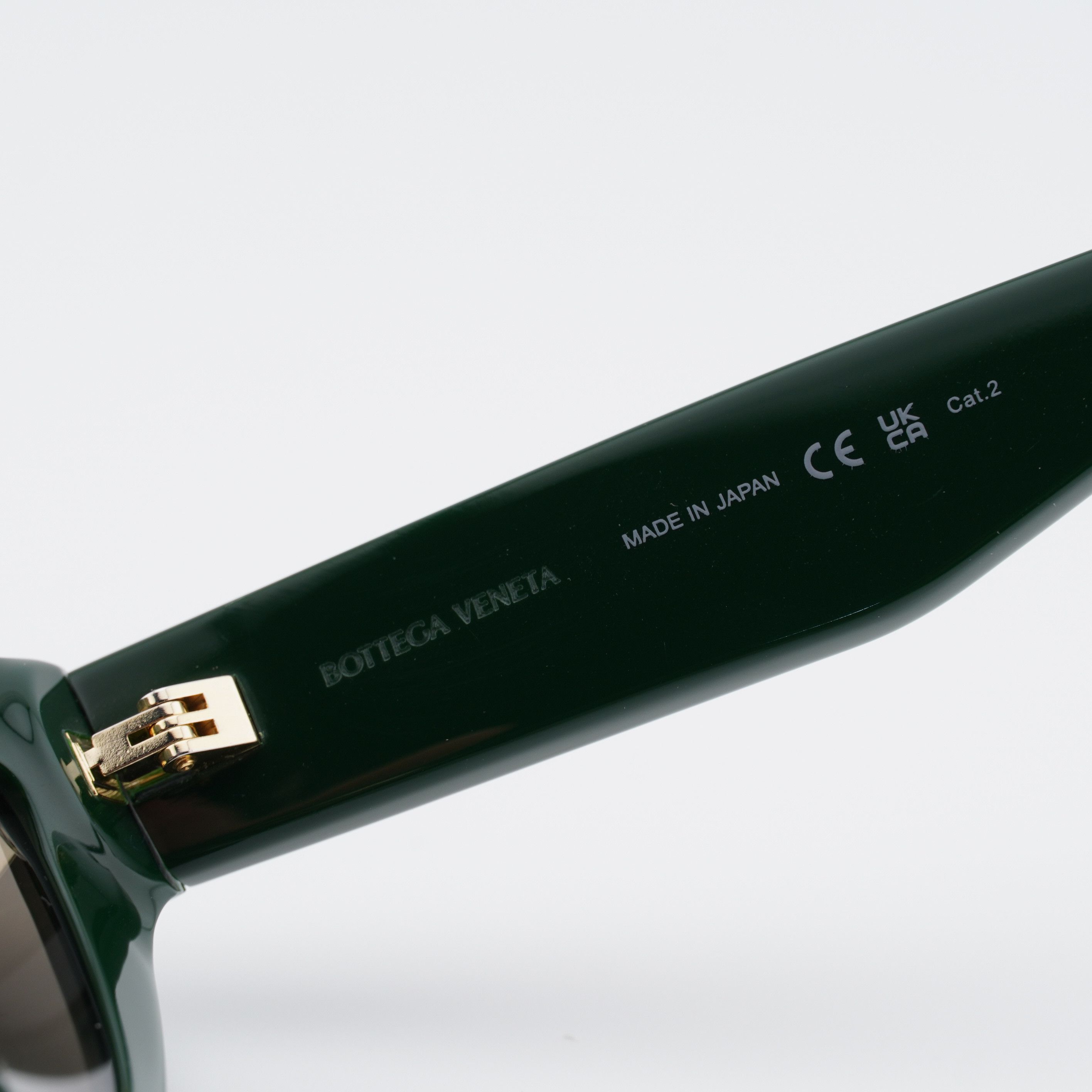 Bottega Veneta Bottega Veneta BV1220S 004 Sunglasses Green Cat Eye Frame Size ONE SIZE - 4 Thumbnail