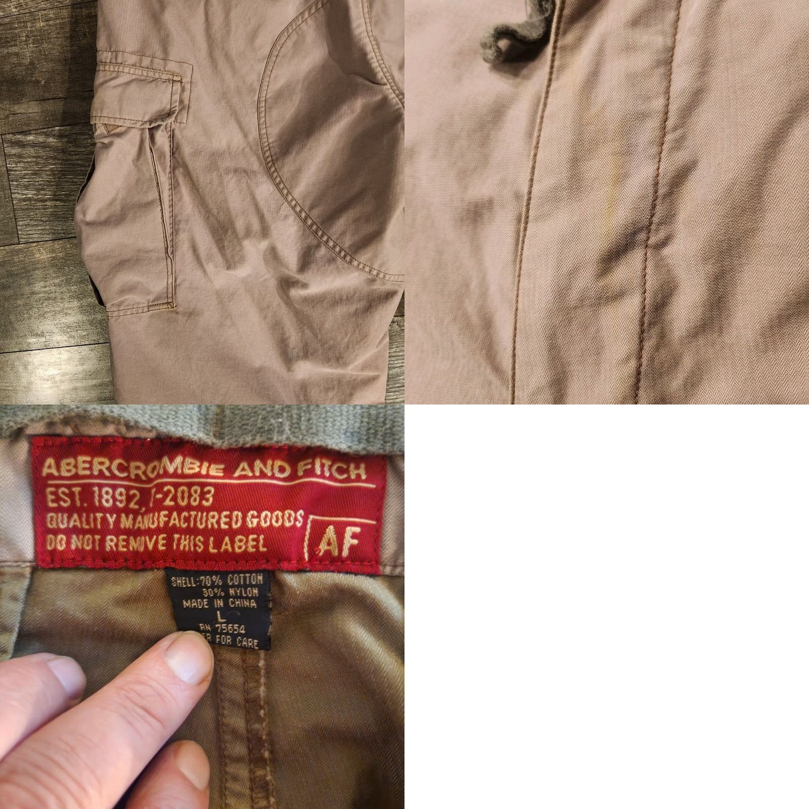 Abercrombie & Fitch VINTAGE Abercrombie Fitch Pants Mens Large Tan Cargo Paratrooper Baggy Y2K Size US 33 - 11 Thumbnail