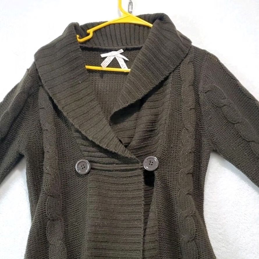 Vintage Derek Heart Women's Cardigan Fisherman Cable Knit Brown Size L Open Button Vintage Knit Sweater Fall Winter Size L / US 10 / IT 46 - 2 Thumbnail