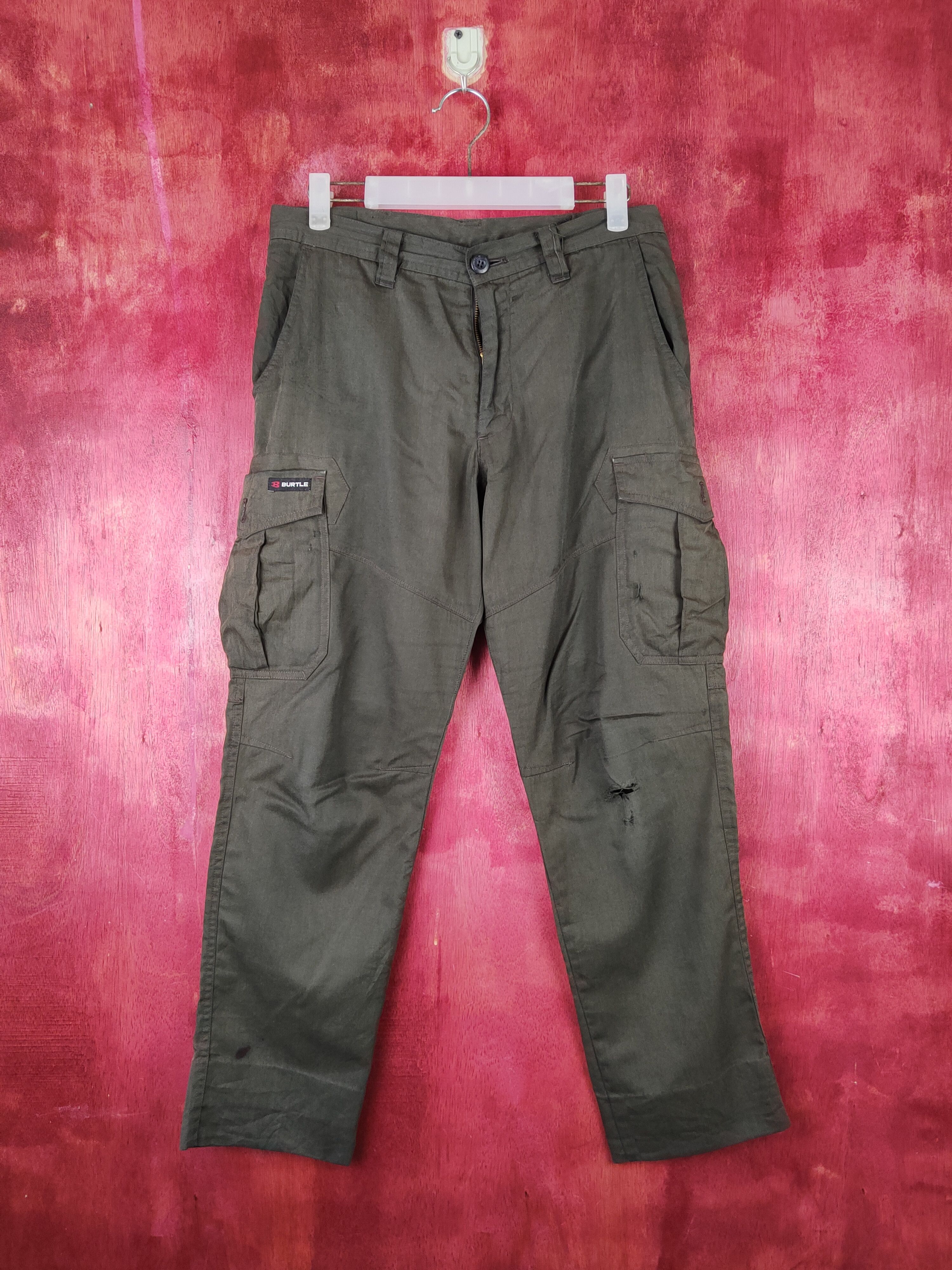 image of Vintage Burtle Dark Olive Multipocket Tactical Cargo Pants S1399, Men's (Size 30)