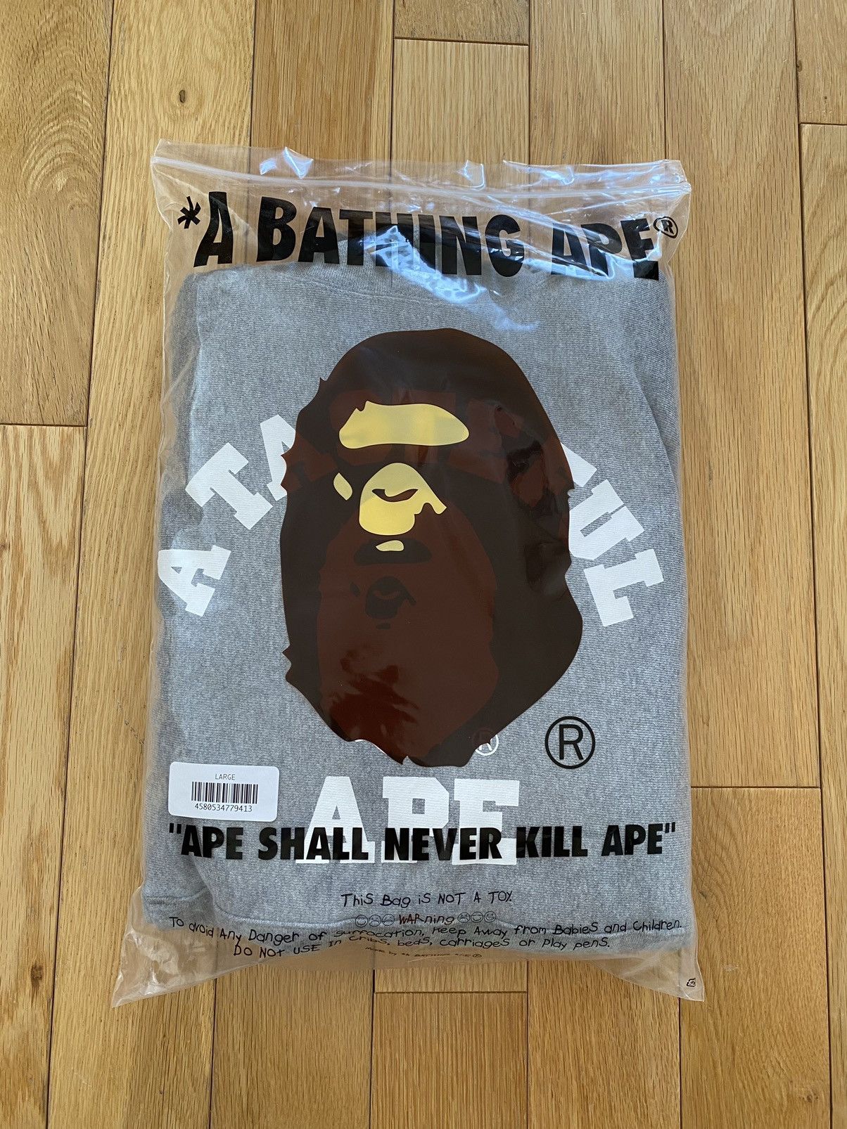 image of Bape Hoodie in Grey, Men's (Size Large)