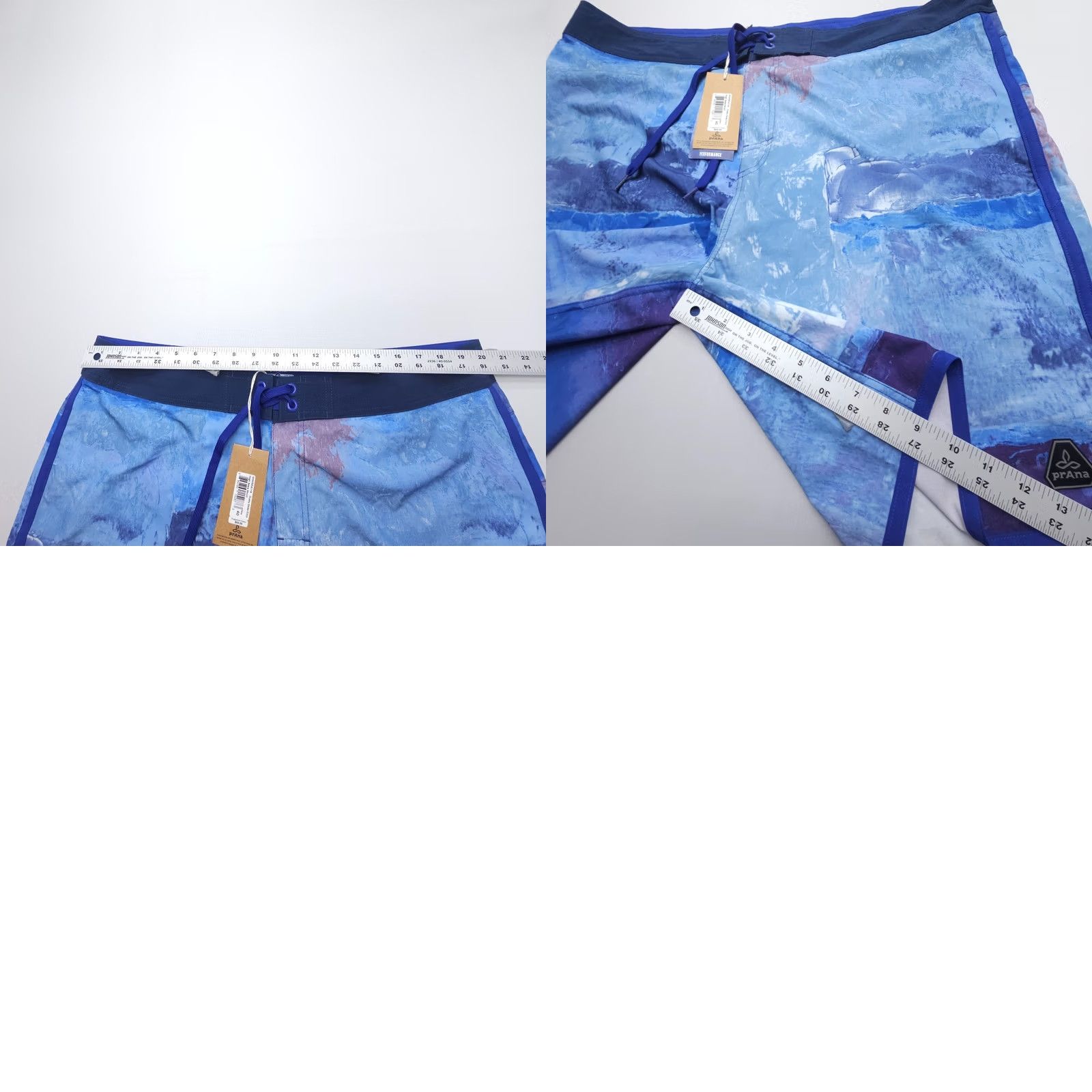 Prana prAna Board Shorts Mens 40 x 9" Blue Stretch UPF50+ Swim Beach Surf NWT Camouflage Pattern Bottom Mens Size US 40 / EU 56 - 8 Thumbnail