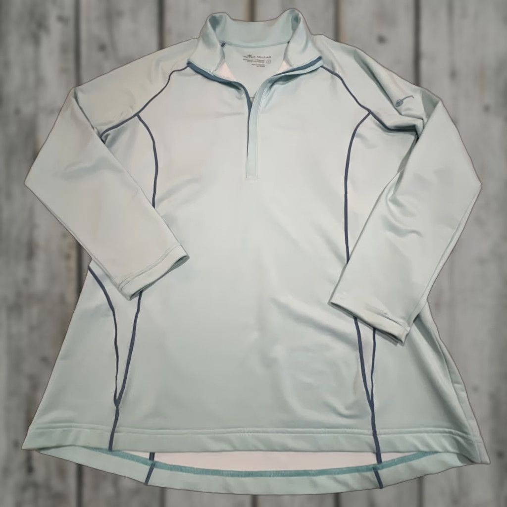 Peter Millar VINTAGE Peter Millar Quarter Zip Shirt Womens Large Light Blue Pockets 90s Event or Theme Mens? Size L / US 10 / IT 46 - 1 Thumbnail