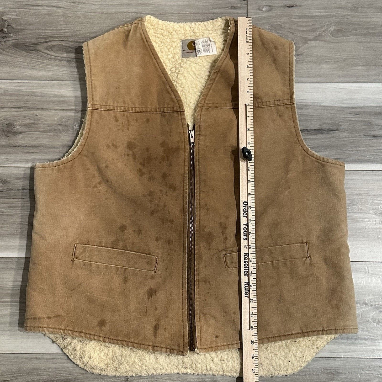 Carhartt Distressed Carhartt 6SVT Duck Sherpa Lined Zip Vest Made USA Size US XL / EU 56 / 4 - 12 Thumbnail
