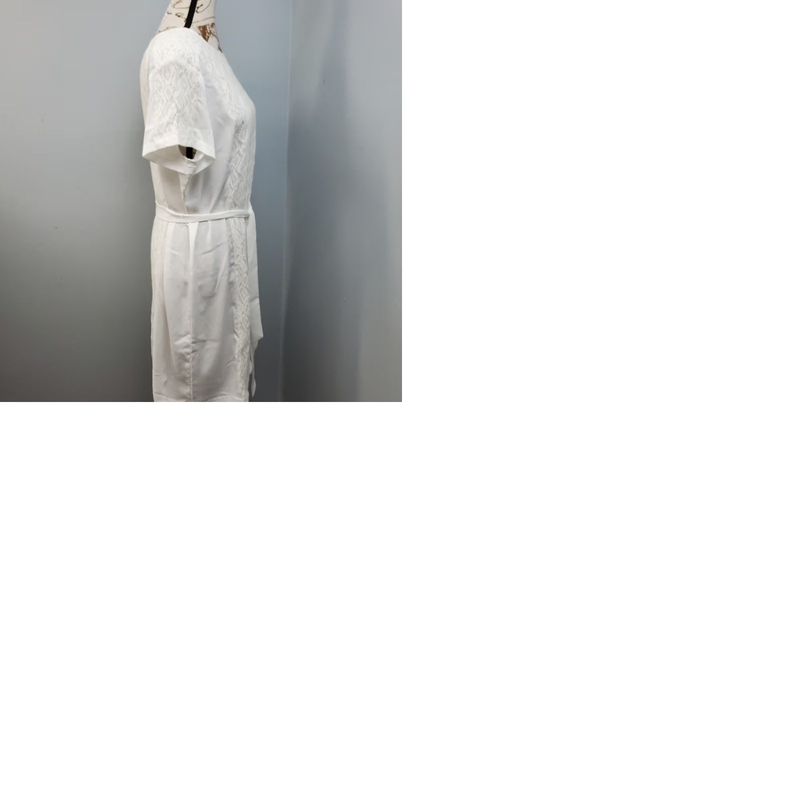 Apt. 9 Apt.9 White Lace Panel Sheath Dress Womens XL Short Sleeve Round Neck Belted Size 40" / US 18 - 9 Thumbnail