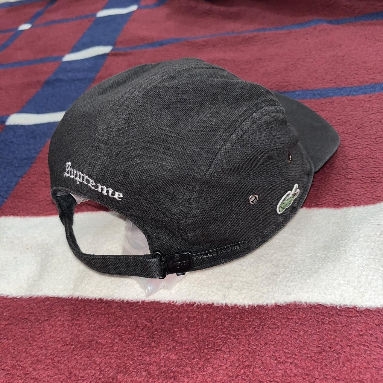 Supreme Lacoste Pique Knit Camp 5 panel faded black hat Cap