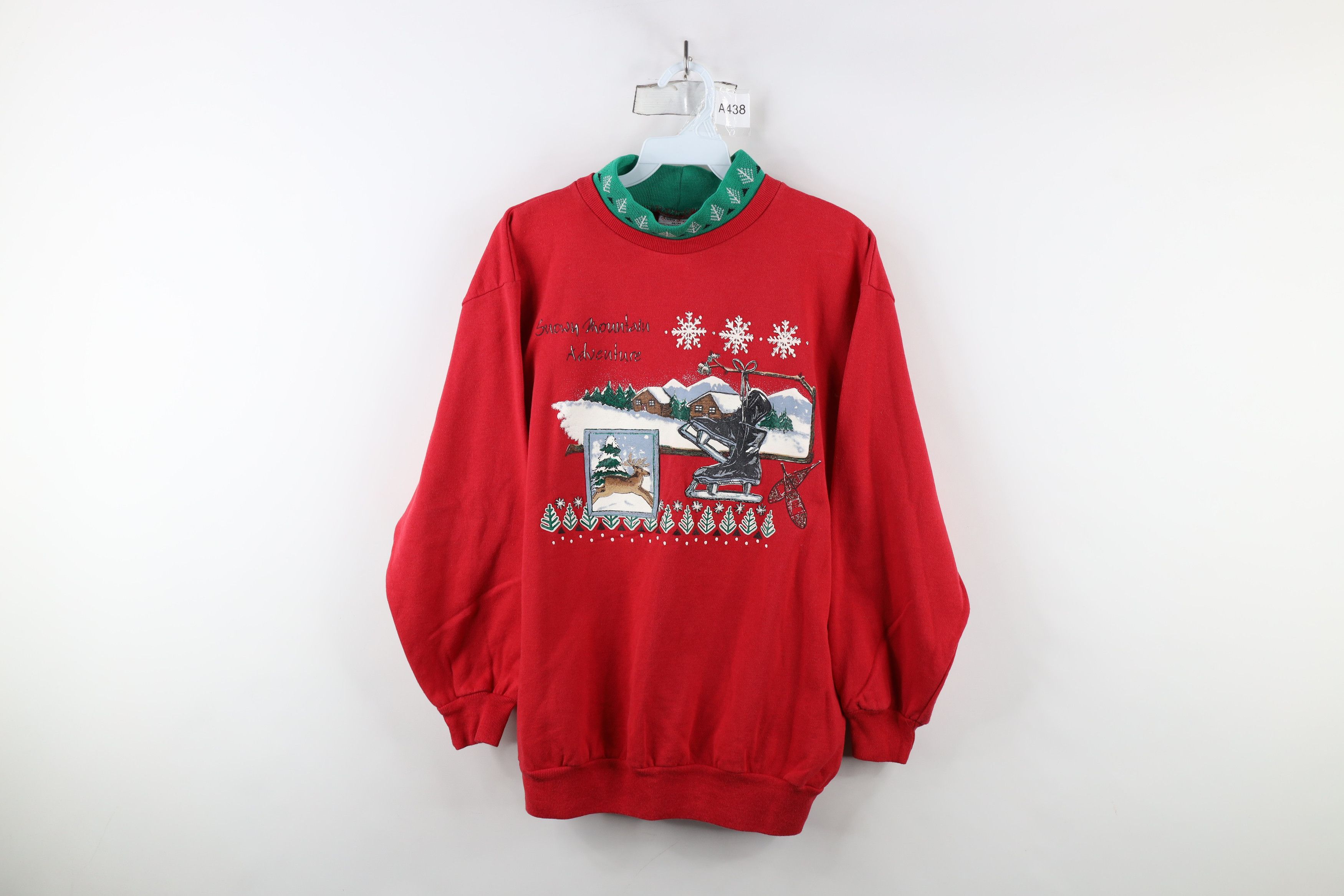 Vintage Vintage 90s Streetwear Christmas Mock Neck Sweatshirt Red Size M / US 6-8 / IT 42-44 - 1 Thumbnail