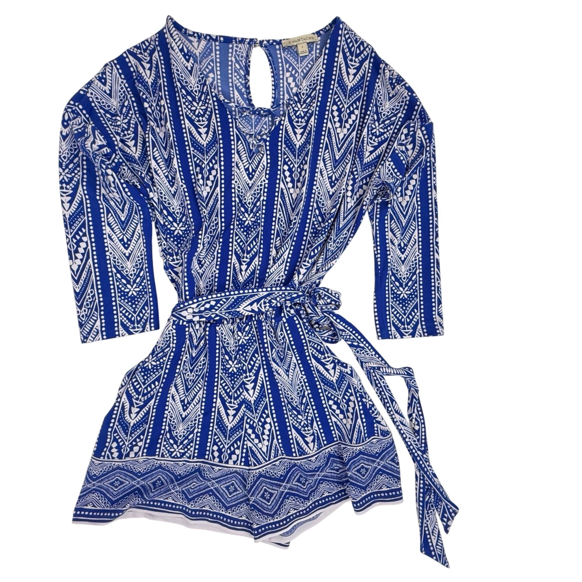 Other 41 Hawthorn Romper 3/4-Sleeve with Pockets V-Neck Blue Size Size 27" / US 4 / IT 40 - 1 Thumbnail