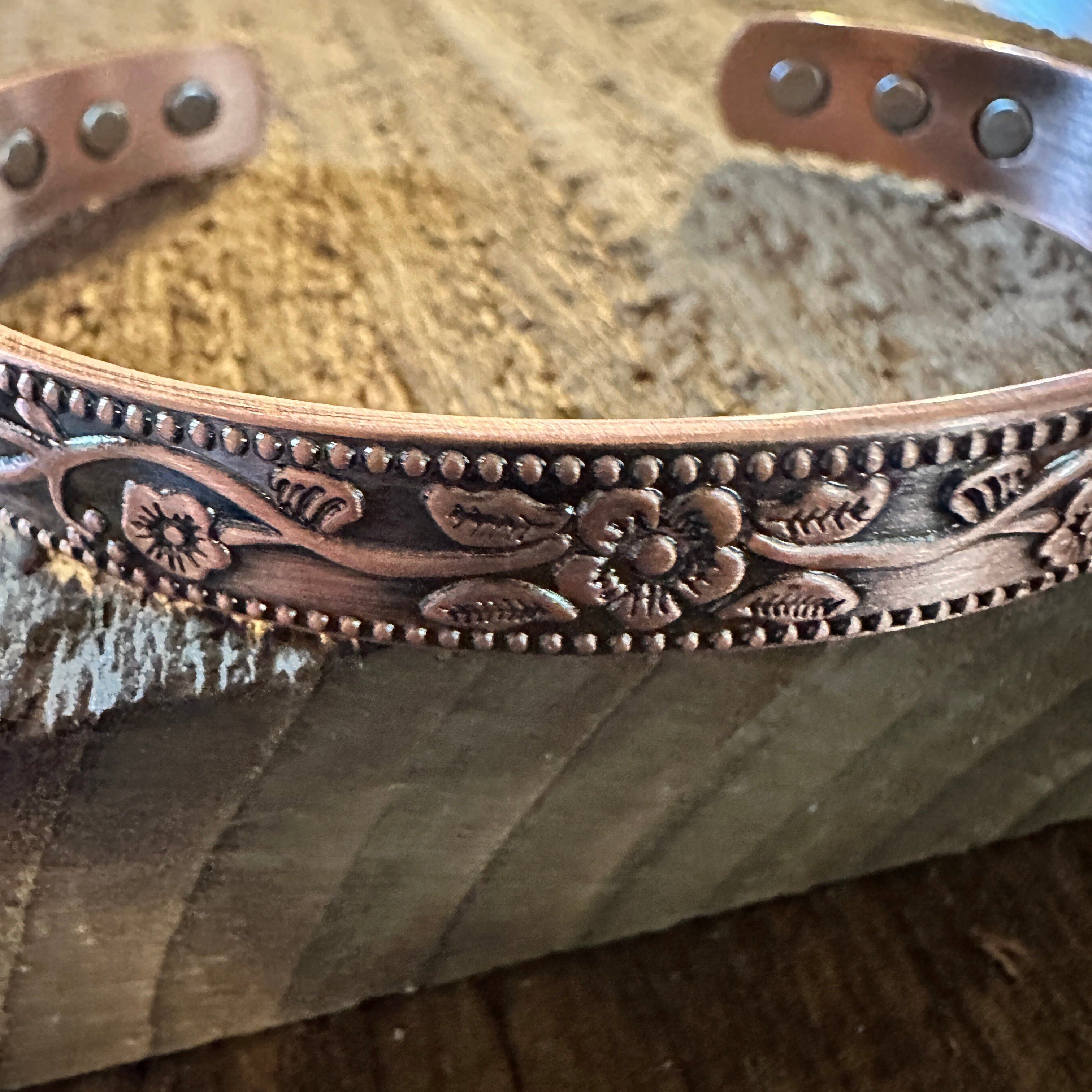 Other Boho Copper Floral Flexible Cuff Bangle Bracelet, Arthritis Size ONE SIZE - 2 Thumbnail