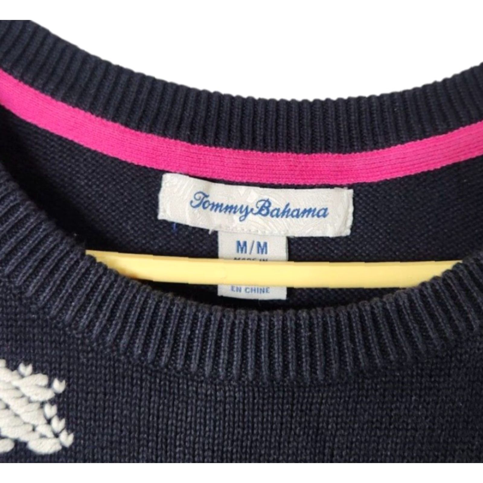 Tommy Bahama Tommy Bahama Womens M Palm Tree Knit Sweater Cotton Pullover Navy Blue Size M / US 6-8 / IT 42-44 - 5 Thumbnail