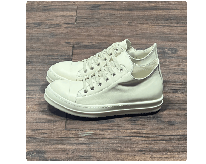Rick Owens Rick Owens Men's Off-White Calfskin Low Top Sneakers Size US 7 / EU 40 - 1 Thumbnail