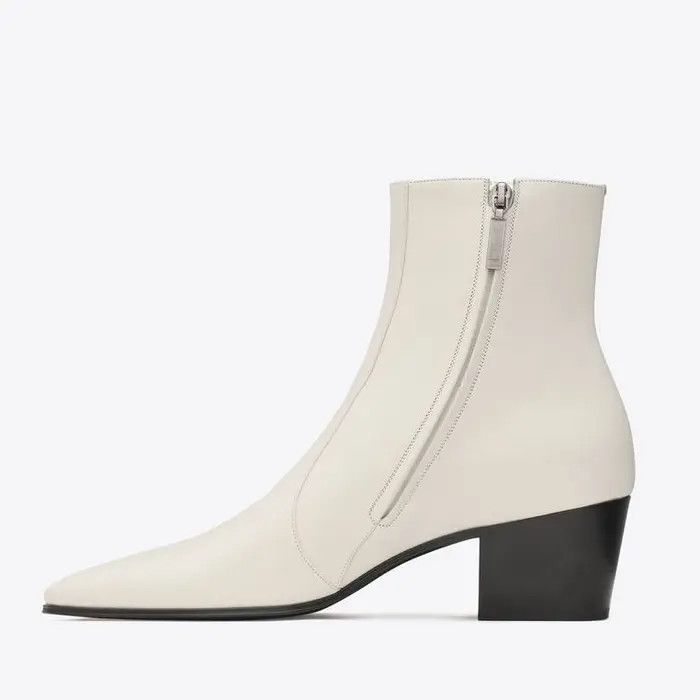 Saint Laurent Paris oc11z0126 732111 Vassili Boots In Smooth Leather in Pearl Size US 9 / EU 42 - 4 Thumbnail