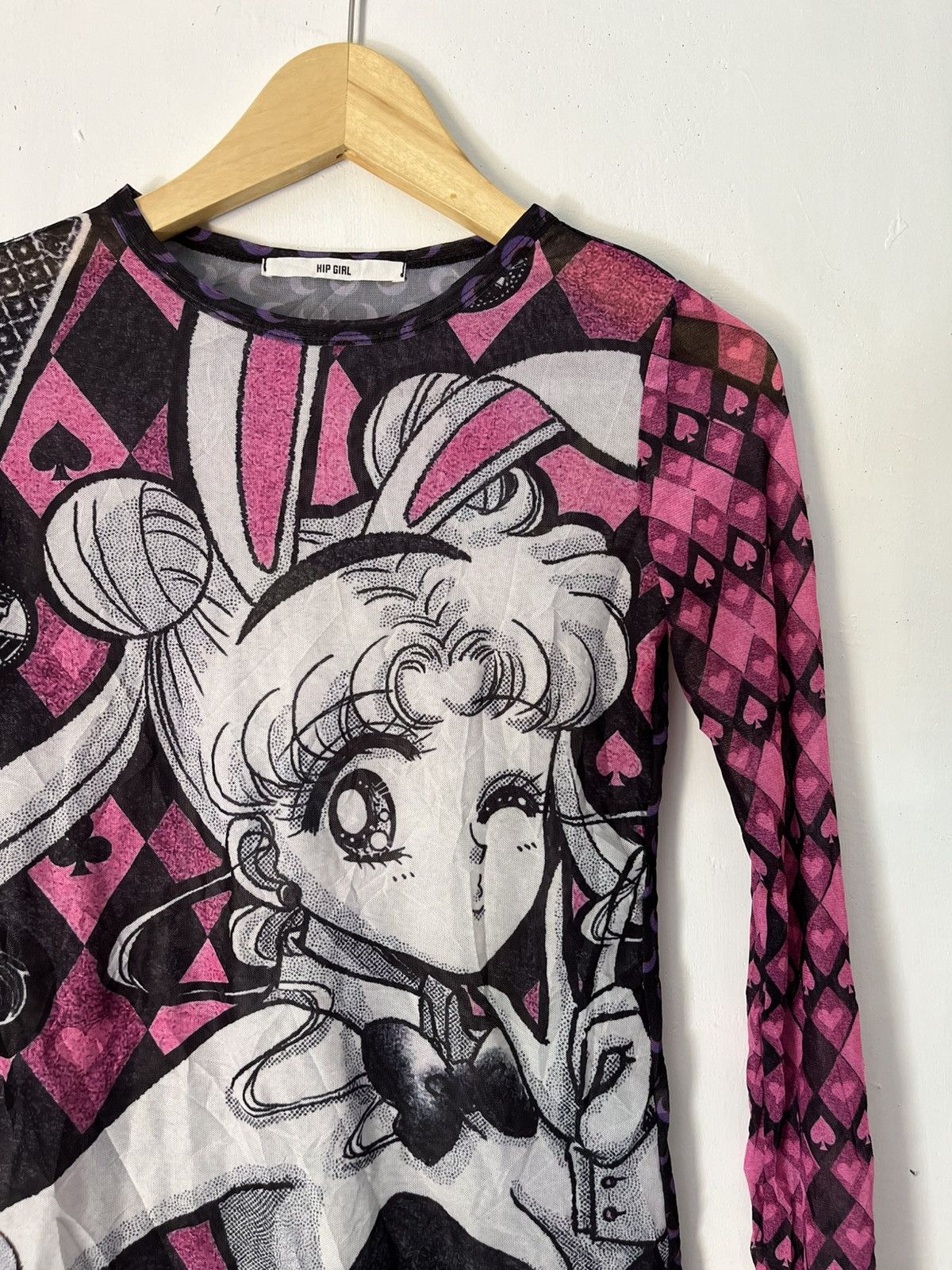 Anime Japanese sailor moon print mesh top aop longsleeve tshirt Size M / US 6-8 / IT 42-44 - 4 Thumbnail
