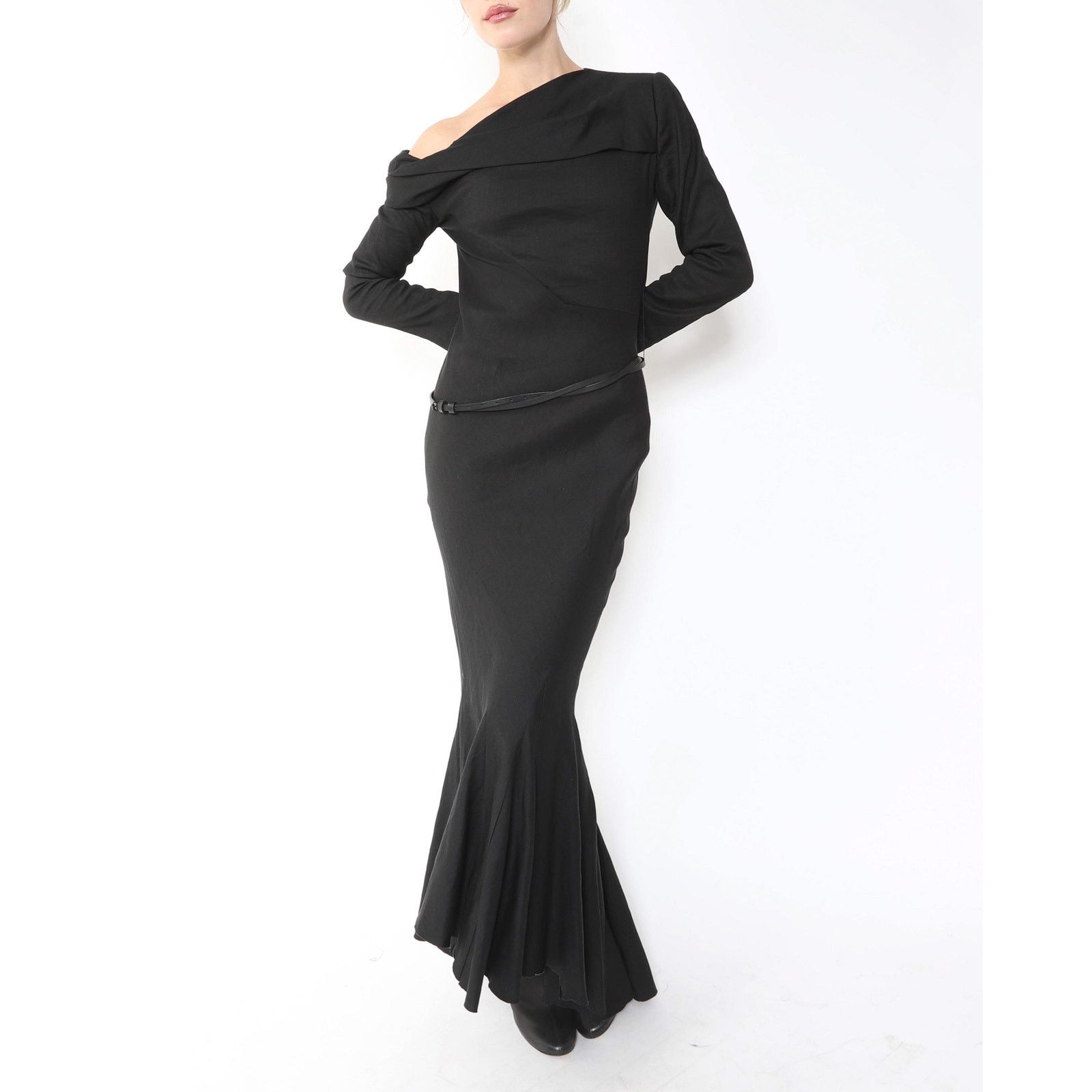 Haider Ackermann FW09 Off- Shoulder Maxi Dress in Black Size XS / US 0-2 / IT 36-38 - 5 Thumbnail