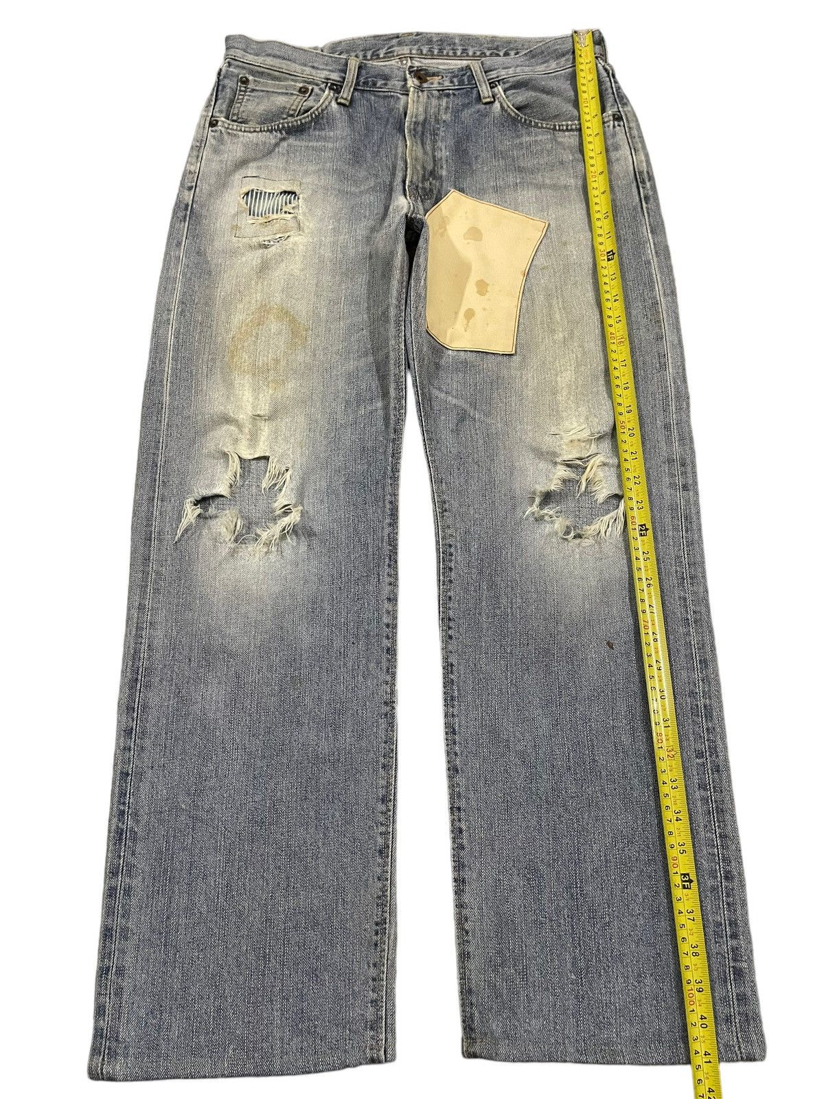 Edwin Vintage Edwin Blue Wash Distressed Patchwork Style Jeans Size US 34 / EU 50 - 10 Thumbnail