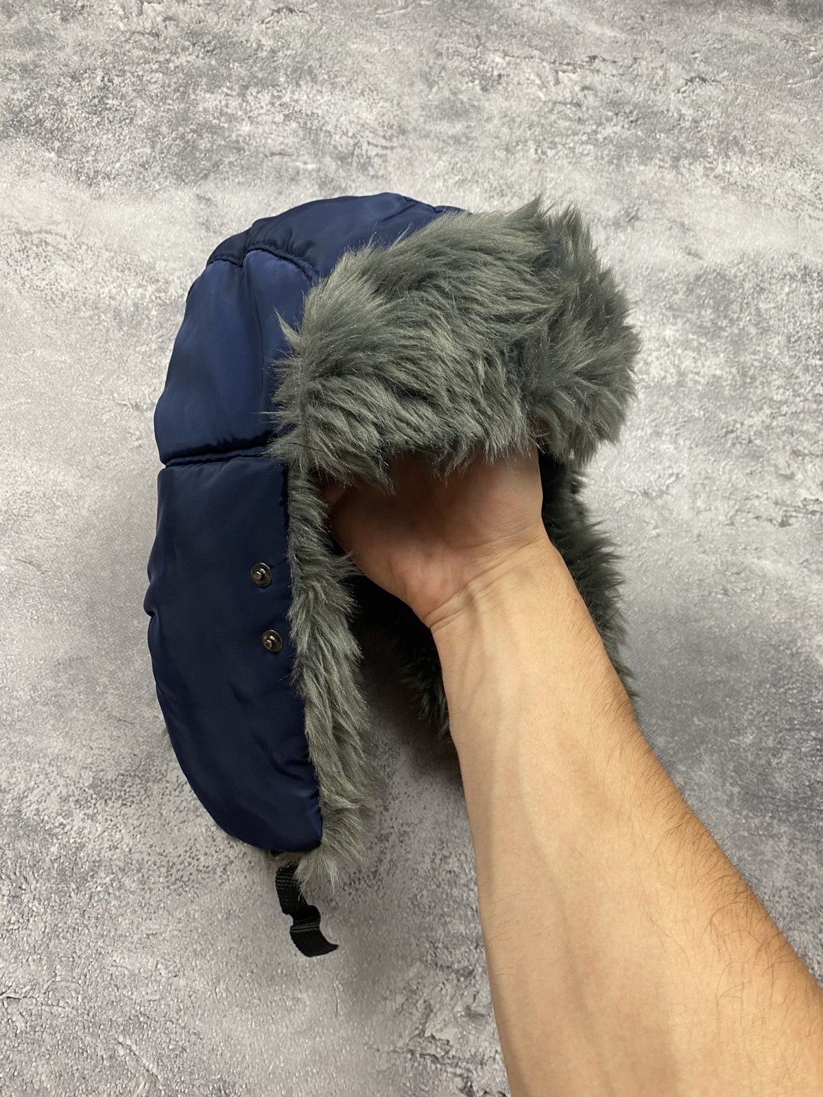 Japanese Brand Vintage Y2K Trapper Ushanka Blue Hylon Faux Fur Mohair Hat Size ONE SIZE - 2 Thumbnail