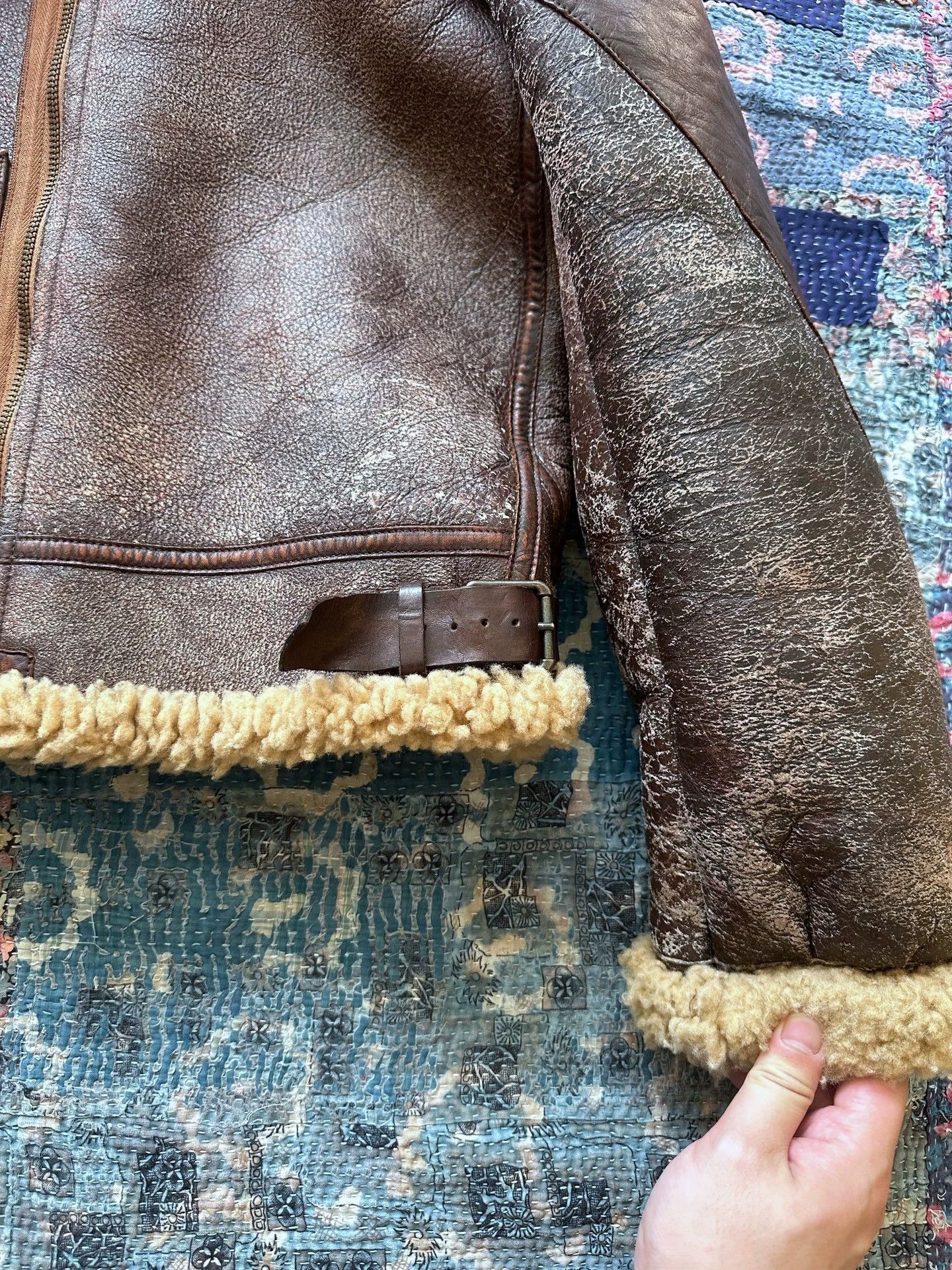 RRL Ralph Lauren RL RRL Purple Label B3 Crackled Fur-Lined Leather S Size US S / EU 44-46 / 1 - 5 Thumbnail