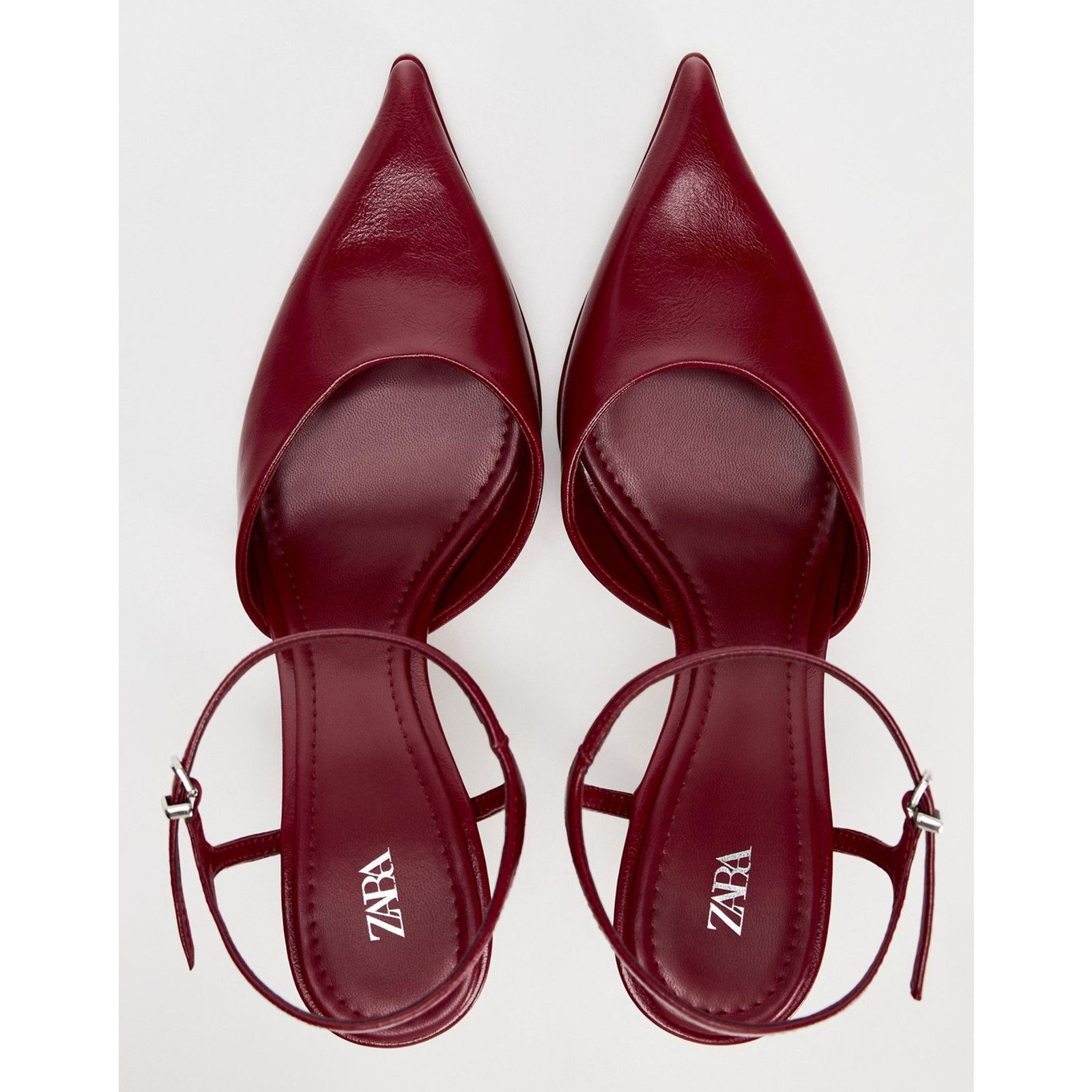 Zara ZARA Cherry Red Slingback Heels Pointed Toe Pumps NWT Size US 9 / IT 39 - 25 Thumbnail