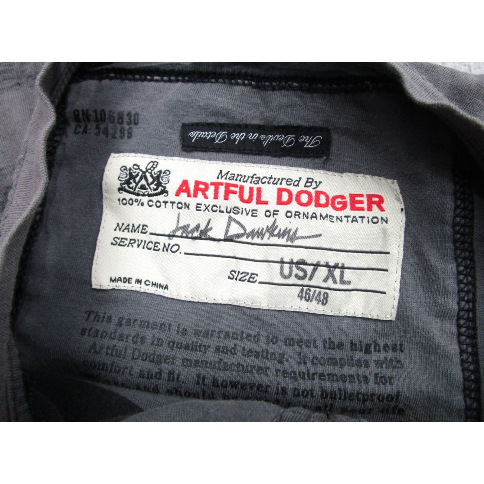 Vintage Artful Dodger T-Shirt Mens XL Gray Camouflage Henley Pocket Distressed Streetwear Size US XL / EU 56 / 4 - 4 Thumbnail