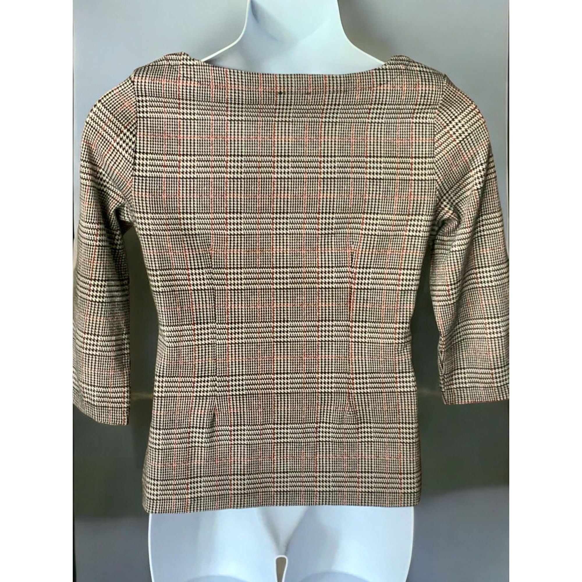 Talbots Talbots Black Plaid Quarter Sleeve Boatneck Top Large Size L / US 10 / IT 46 - 5 Thumbnail