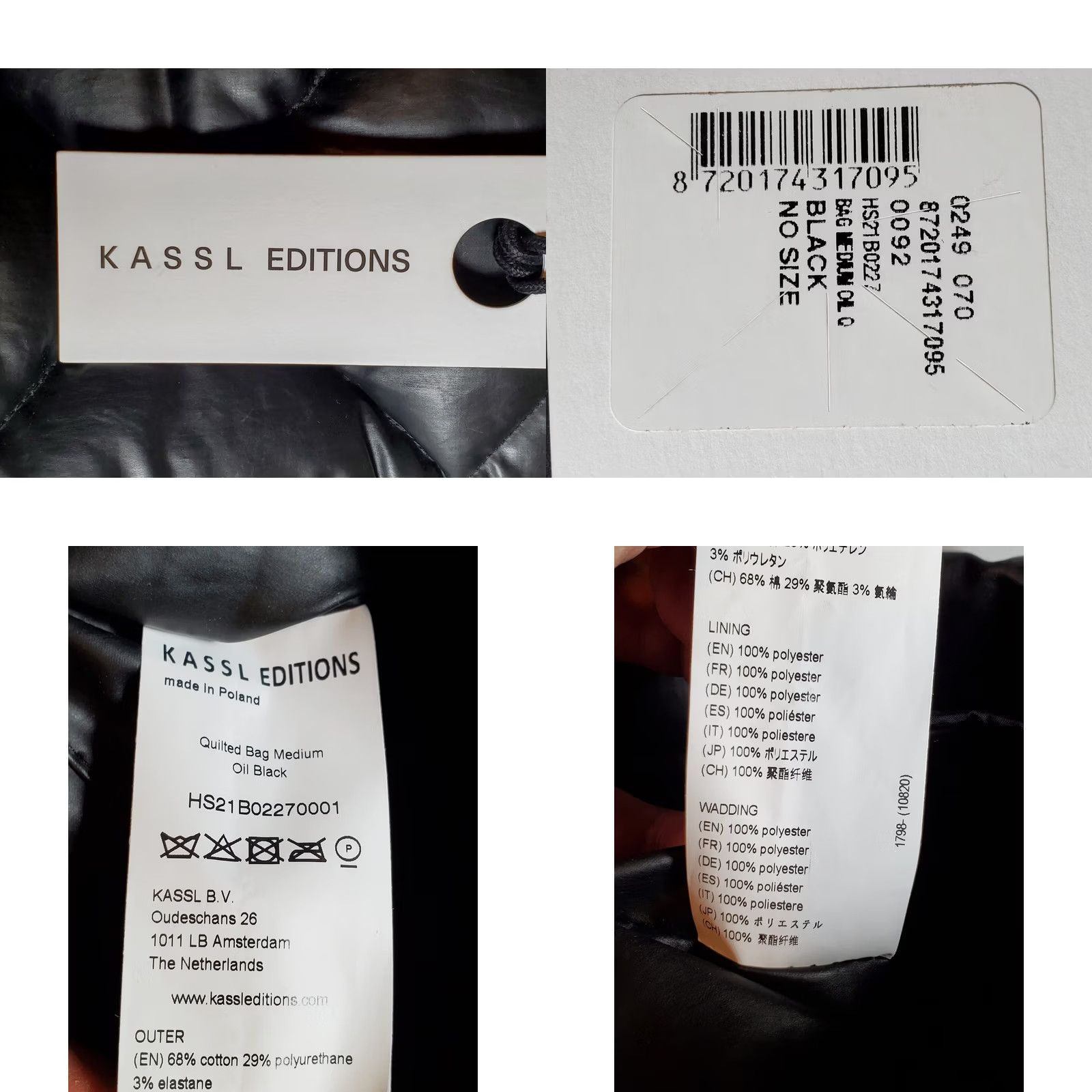 Kassl Editions KASSL Editions Quilted Bag Medium Oil Black Pillow Tote Womens Size ONE SIZE - 8 Thumbnail