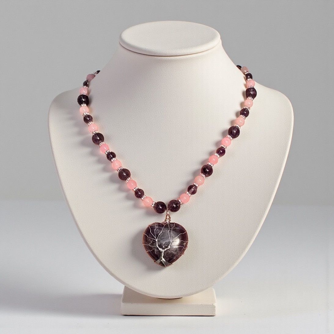 Other Amethyst Tree of Life Stone Heart Pendant Handmade Necklace Size ONE SIZE - 1 Thumbnail