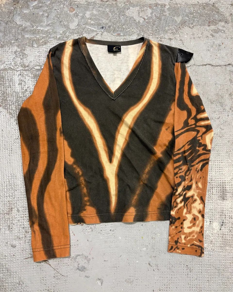 Just Cavalli SS2002 Cavalli Orange Lava Hallucination Longsleeve T-Shirt Size S / US 4 / IT 40 - 1 Thumbnail