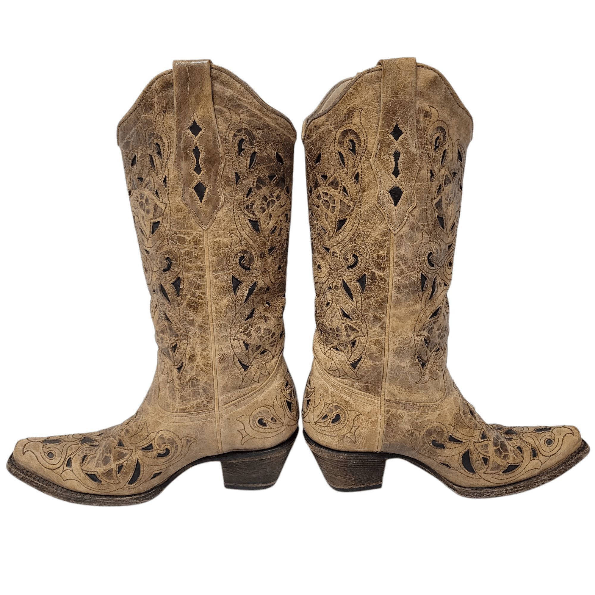 Other Corral Vintage Boots Leather Saddle Brushed Women 8M A1970 Size US 8 / IT 38 - 1 Thumbnail