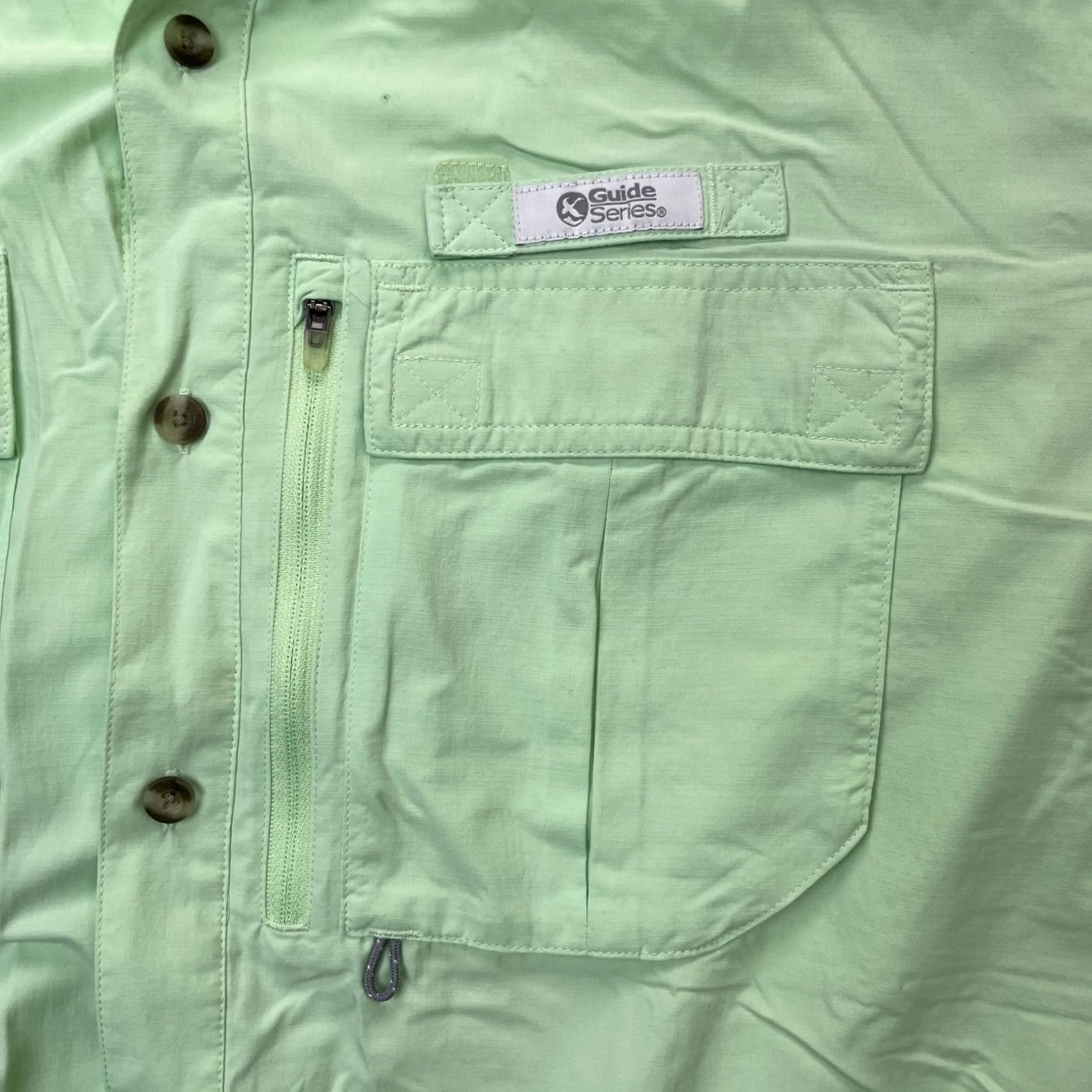 Vintage Gander Mountain Shirt Mens XL Green Nylon Button-Up Short Sleeve Collared Vented Pockets 52 Chest Regular Fit Size US XL / EU 56 / 4 - 6 Thumbnail