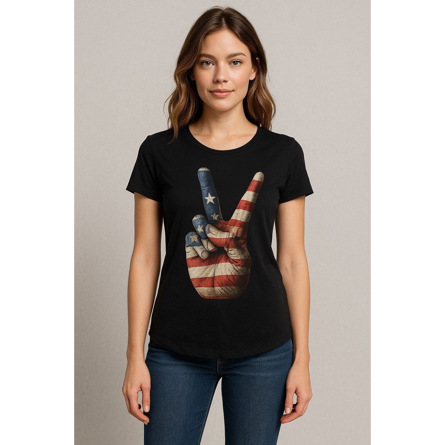 Other Vintage Grunge Americana Flag Peace Sign Graphic Tee Black M Size M / US 6-8 / IT 42-44 - 1 Thumbnail