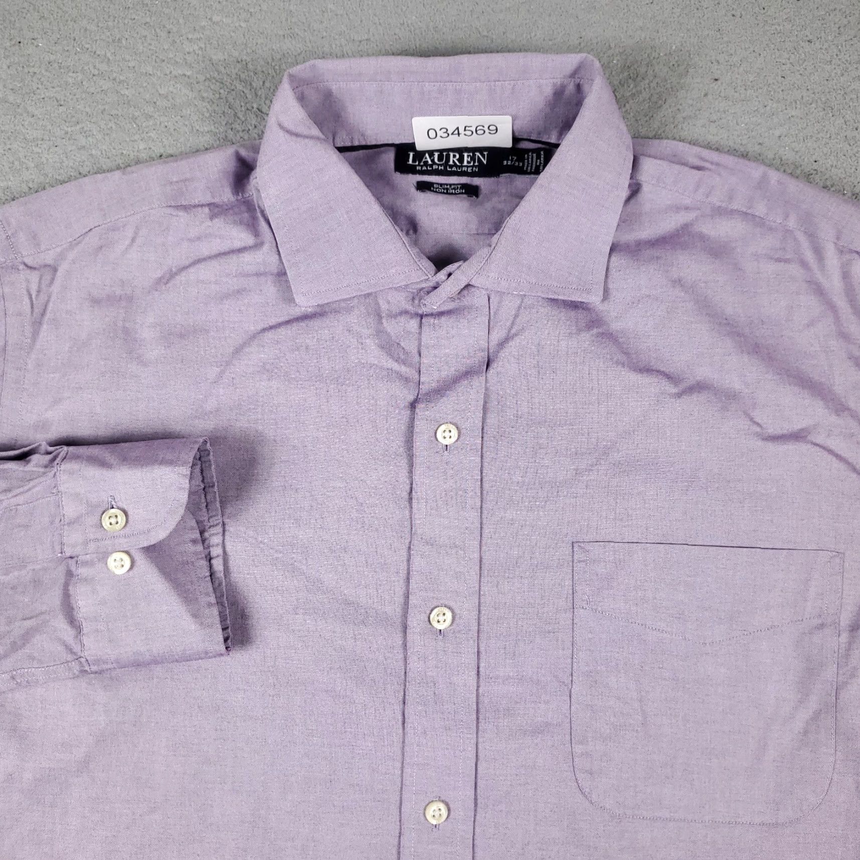 Ralph Lauren Ralph Lauren Shirt Mens 17 Purple Dress Button-Down Long Sleeve - Classic Business Casual Woven Cotton Shirt, Regular Fit, Purple, 17 Neck, Adult Mens Size 46R - 2 Thumbnail