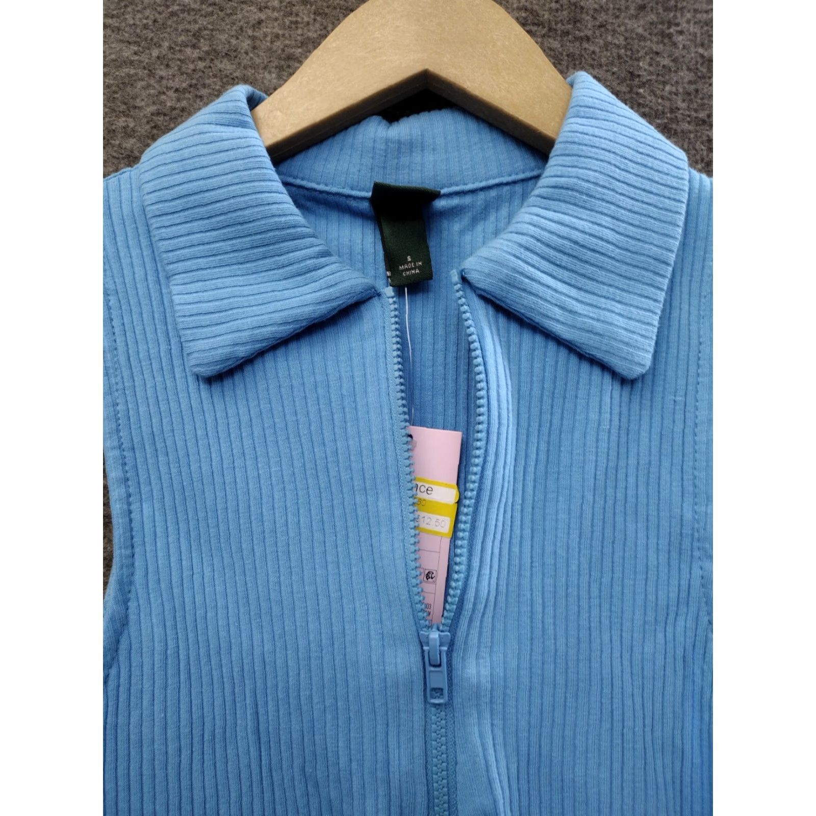 Vintage Wild Fable Blue Sleeveless Zip-Front Bodycon Polo Dress Women S Size S / US 4 / IT 40 - 3 Thumbnail