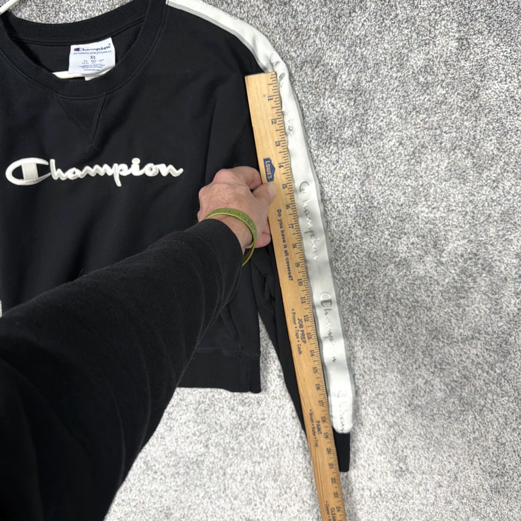 Champion Champion Sweatshirt XS Black Logo Tape Crewneck Pullover Athletic Cropped Womens Size XS / US 0-2 / IT 36-38 - 3 Thumbnail