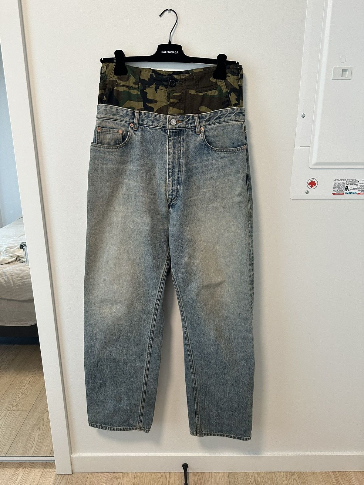 Pre-owned Balenciaga Double Waist Camo Denim