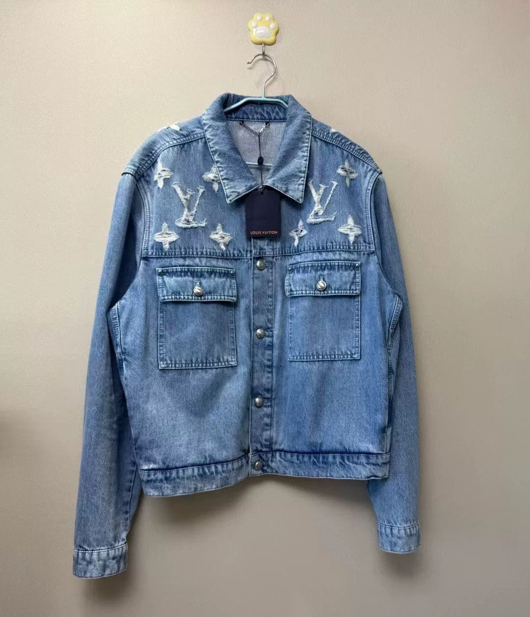 Louis Vuitton Louis Vuitton Blue Destroyed Logo Denim Jacket Size US XL / EU 56 / 4 - 1 Thumbnail