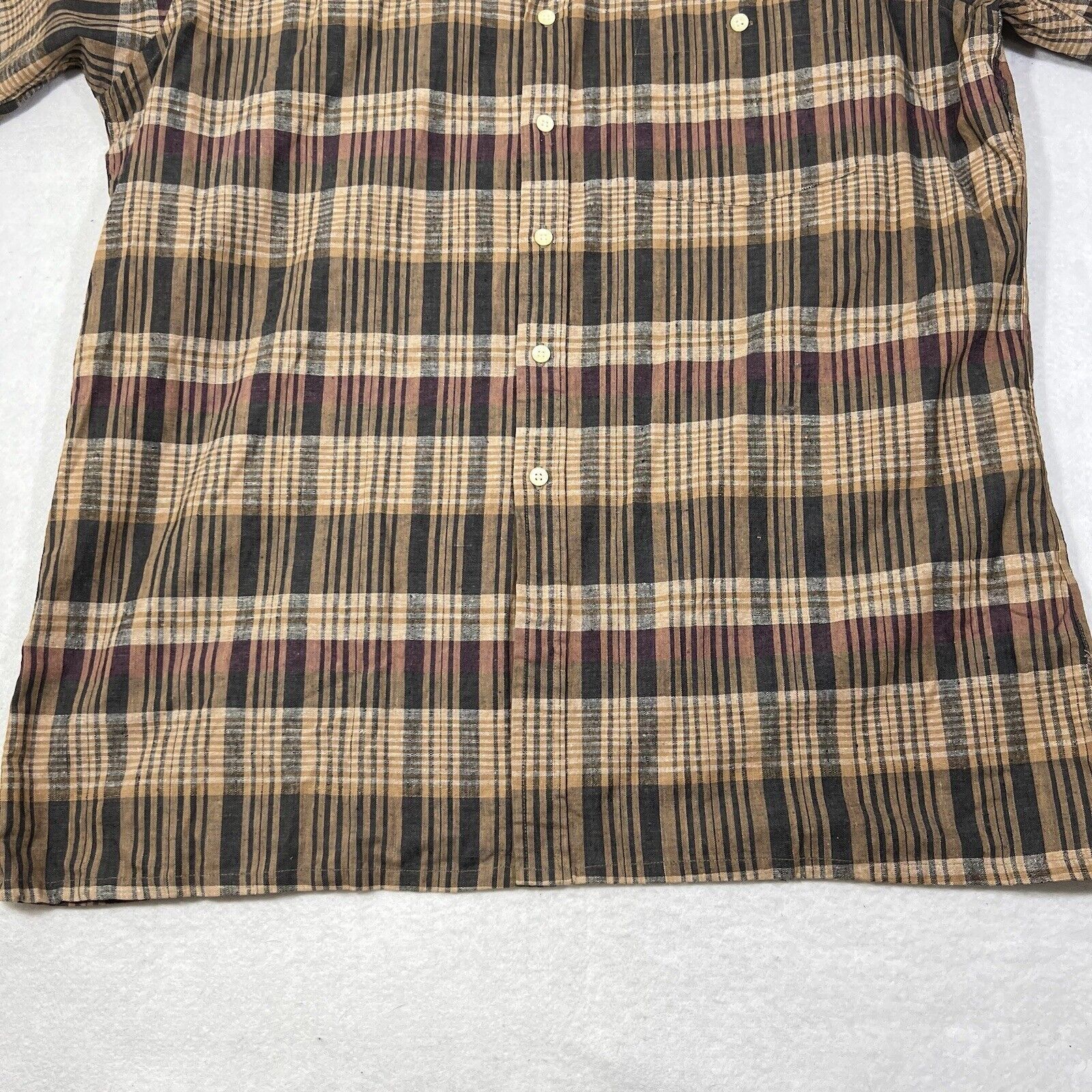 Other Donzini Collection Linen Blend Plaid Striped Button Shirt Size US L / EU 52-54 / 3 - 6 Thumbnail