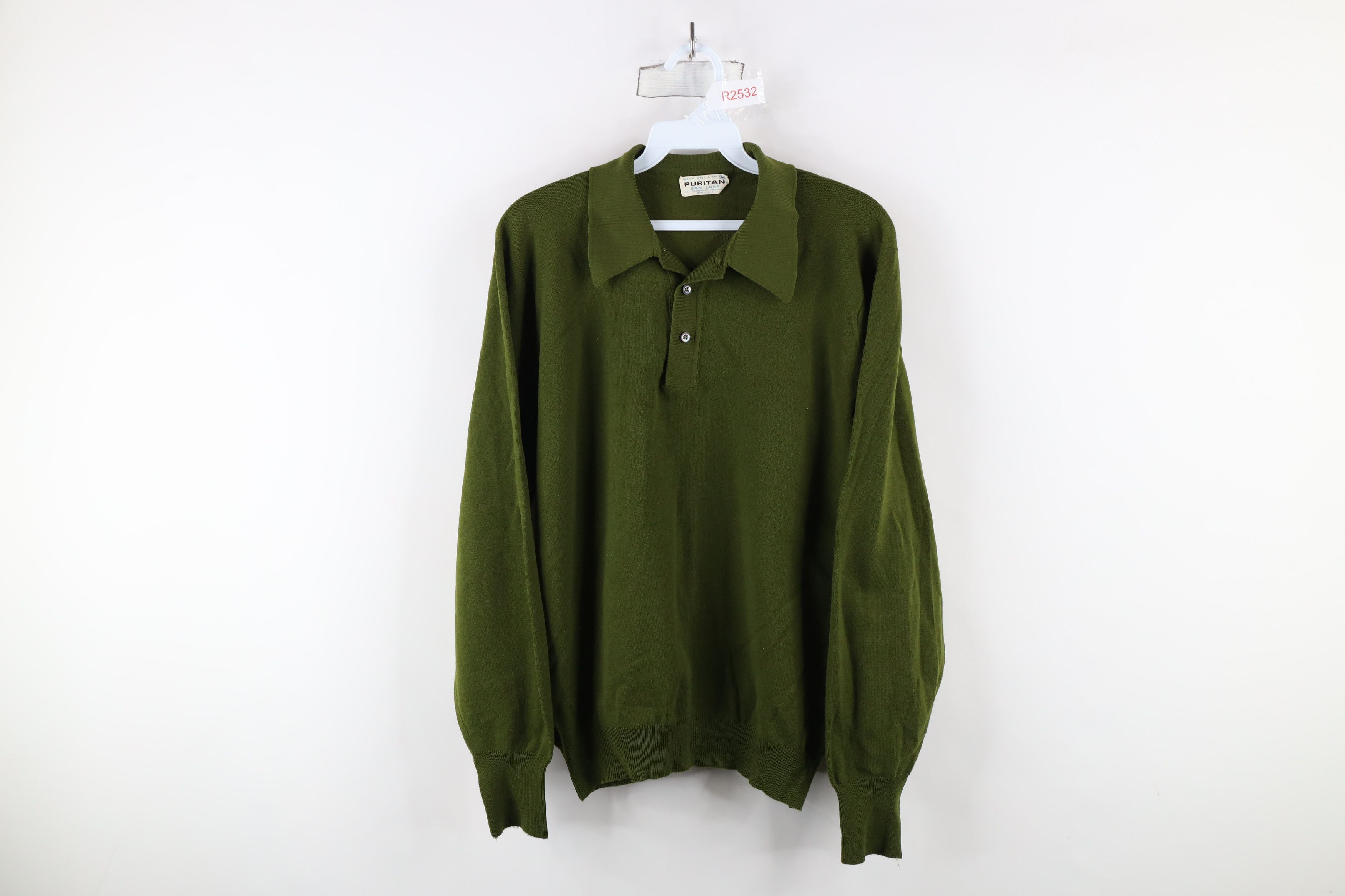 Vintage Vintage 60s 70s Streetwear Long Sleeve Polo Avocado USA Size US M / EU 48-50 / 2 - 1 Thumbnail