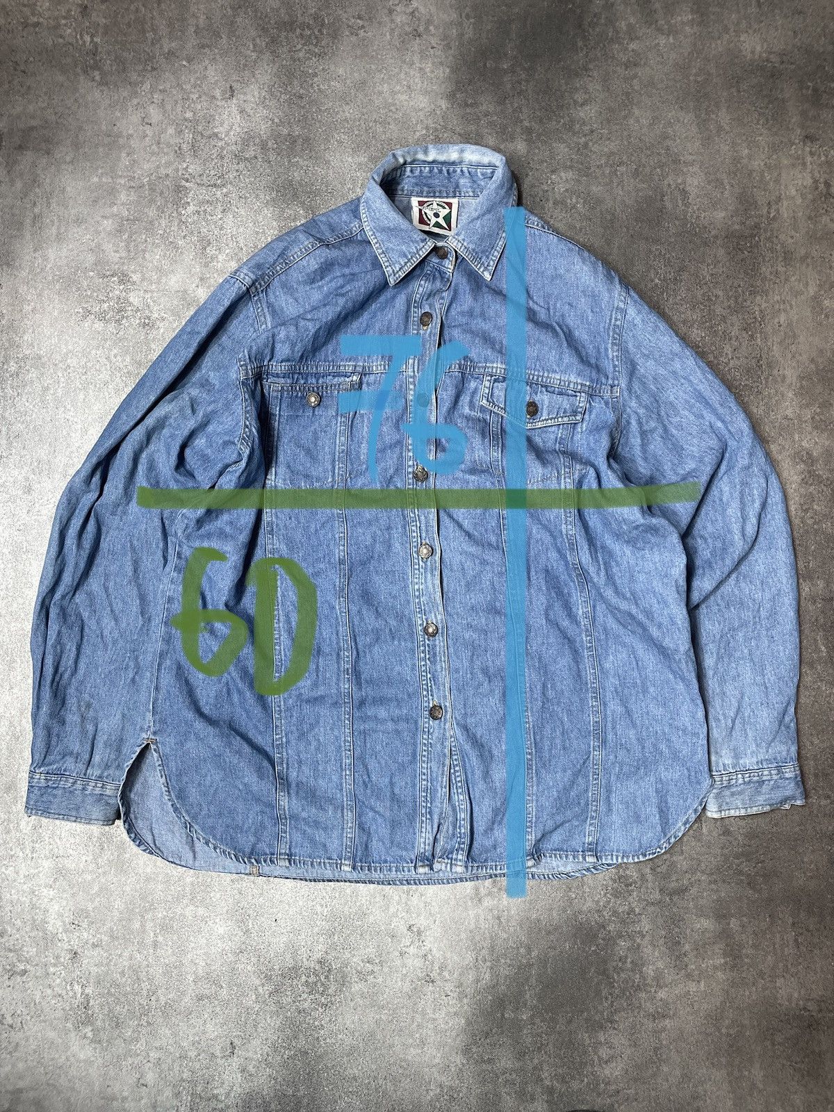 Vintage 🔥Offers🔥Vintage Y2K Denim Shirt Boxy Fit Wide Rare Size US XL / EU 56 / 4 - 7 Thumbnail