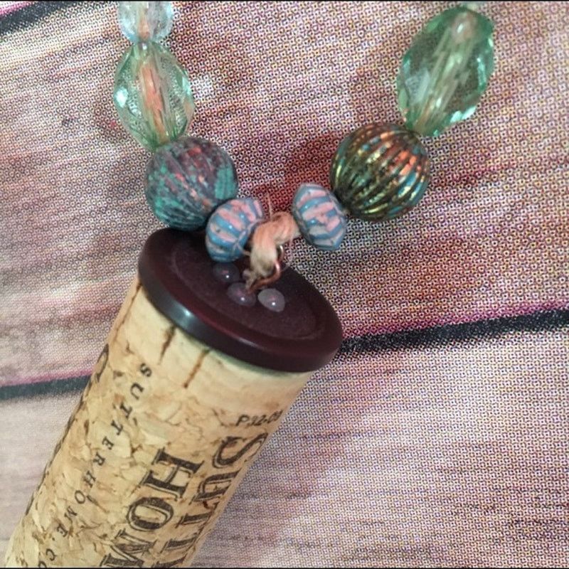 Handmade Sutter Home Cork Wine Beaded Necklace Hand Made Size ONE SIZE - 4 Thumbnail