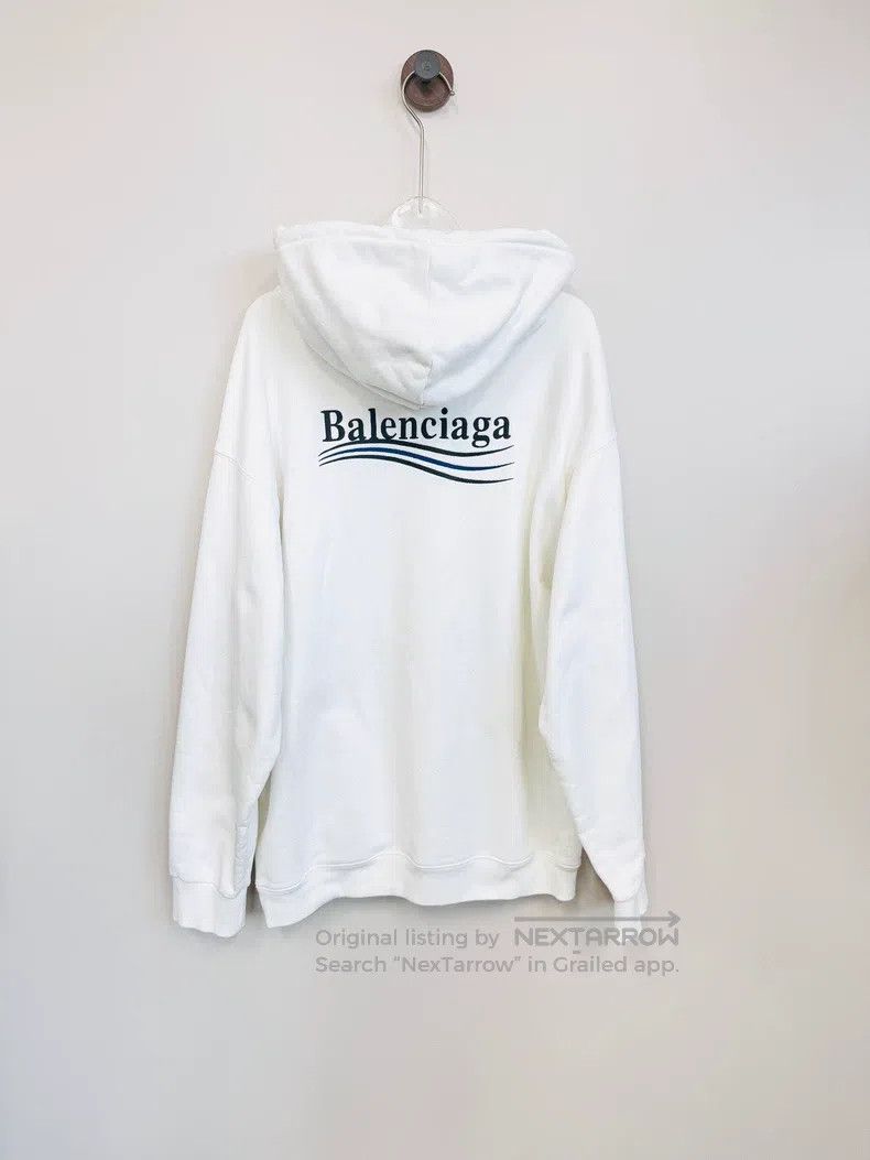 Balenciaga Balenciaga White wave embroidery letter logo hooded sweats Size US M / EU 48-50 / 2 - 2 Thumbnail