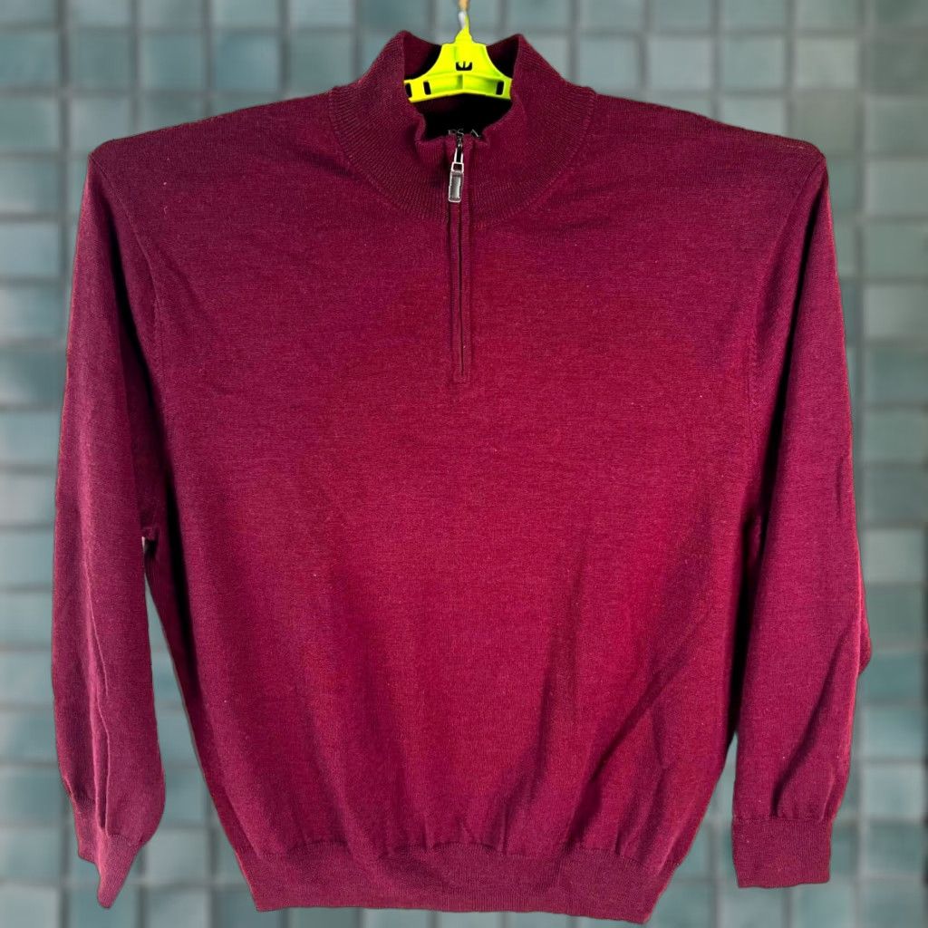 Jos. A. Bank Jos. A Bank Mens Pullover Sweater XXL Wool Maroon Pima Marino Soft Knit 1/4 Zip Size US XXL / EU 58 / 5 - 1 Thumbnail