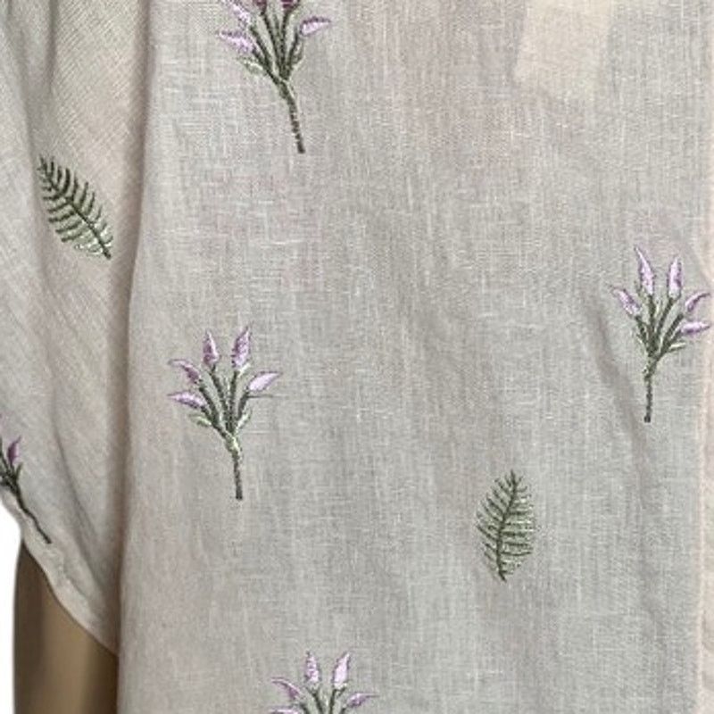 Cynthia Rowley Cynthia Rowley Linen Top Women Large Embroidered Button Back Size L / US 10 / IT 46 - 6 Thumbnail