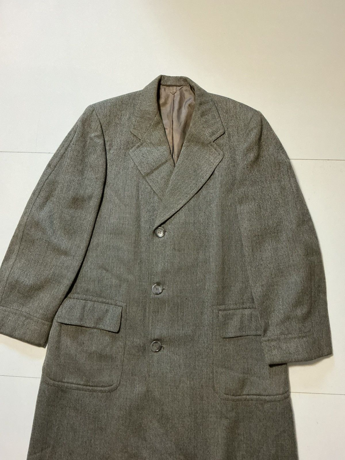 Vintage Vintage 50s 60s Hutzler Brothers Herringbone Wool Overcoat Size US S / EU 44-46 / 1 - 7 Thumbnail