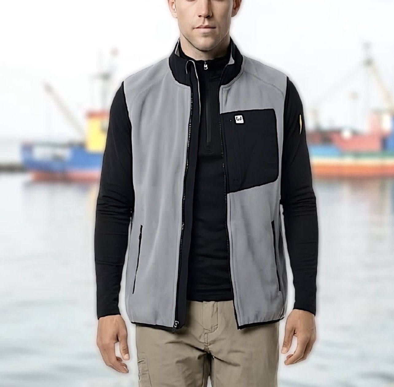Other Huk Men’s Coastline Fleece Grey Black Vest Sz L Size US L / EU 52-54 / 3 - 1 Thumbnail