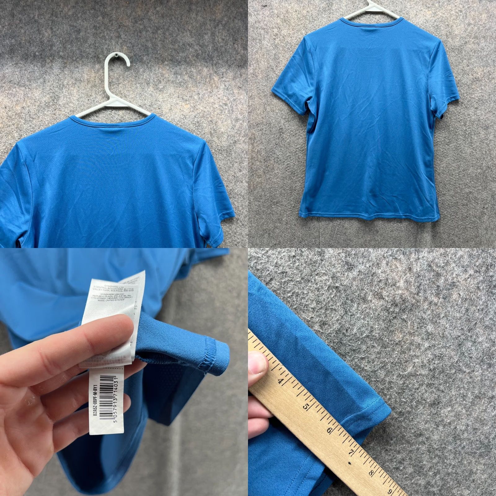 Gymshark VINTAGE Gymshark Shirt Women M Blue White Solid Crew Neck Short Sleeve Polyester Knit Regular All Seasons Womens Size M / US 6-8 / IT 42-44 - 8 Thumbnail