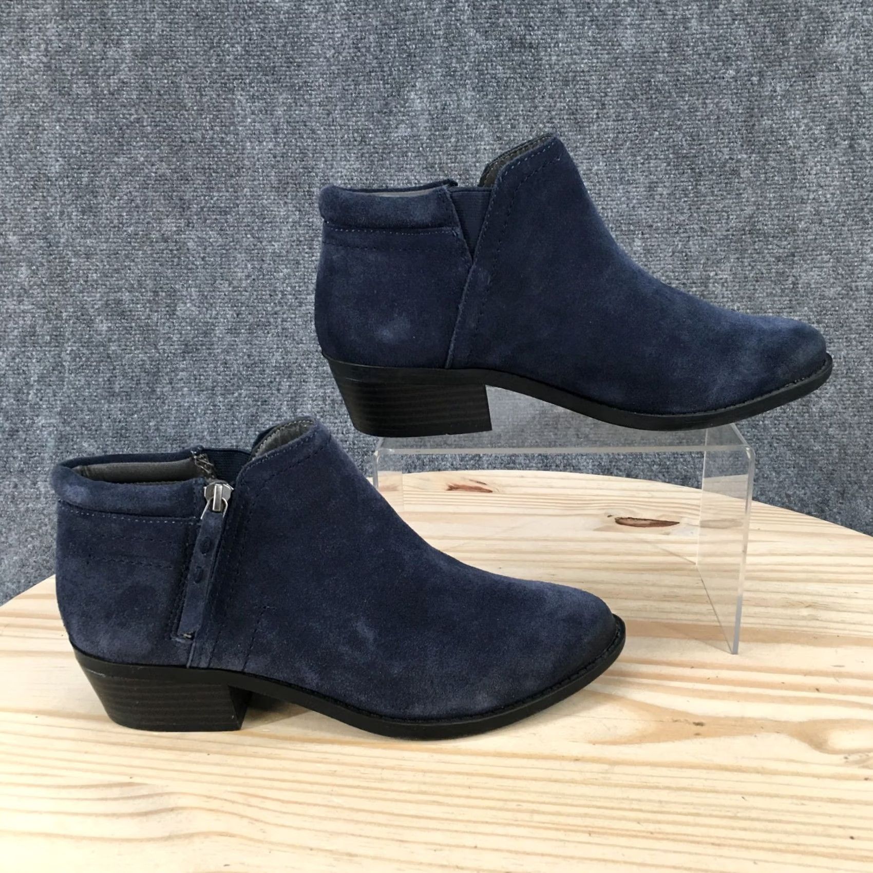 Vintage White Mountain Boots Delaney Ankle Booties Blue Leather Zip Casual Womens 8 M Boots Size US 8 / IT 38 - 2 Thumbnail