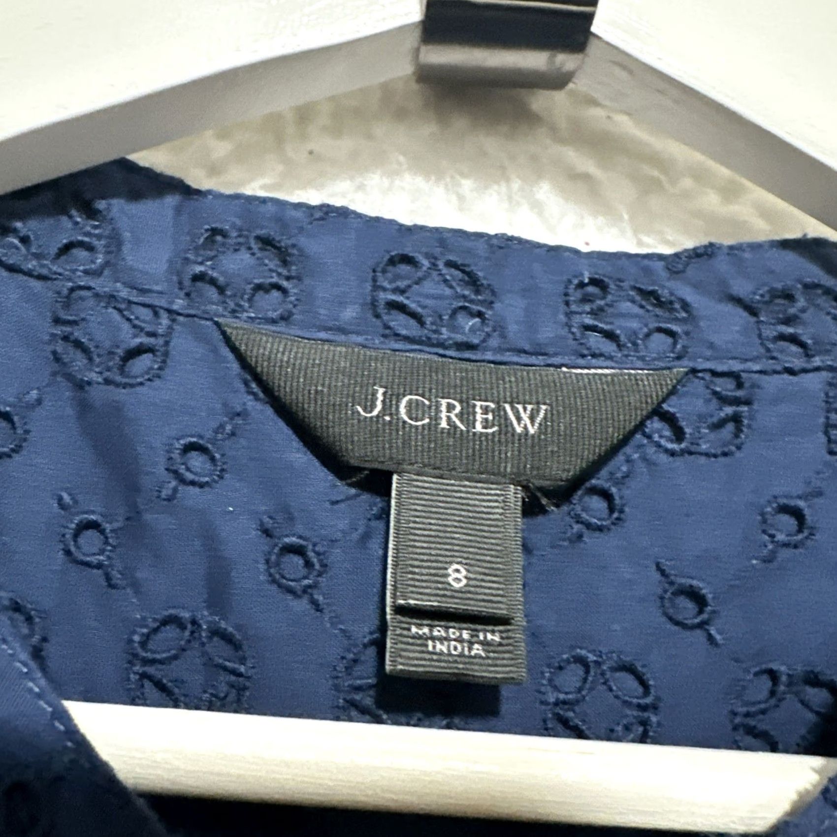 J.Crew J.Crew Eyelet Shirtdress Women Size 8 Deep Navy Sleeveless Round Neck Midi Blue Sundress Shirt Dress Summer Womens Size M / US 6-8 / IT 42-44 - 3 Thumbnail