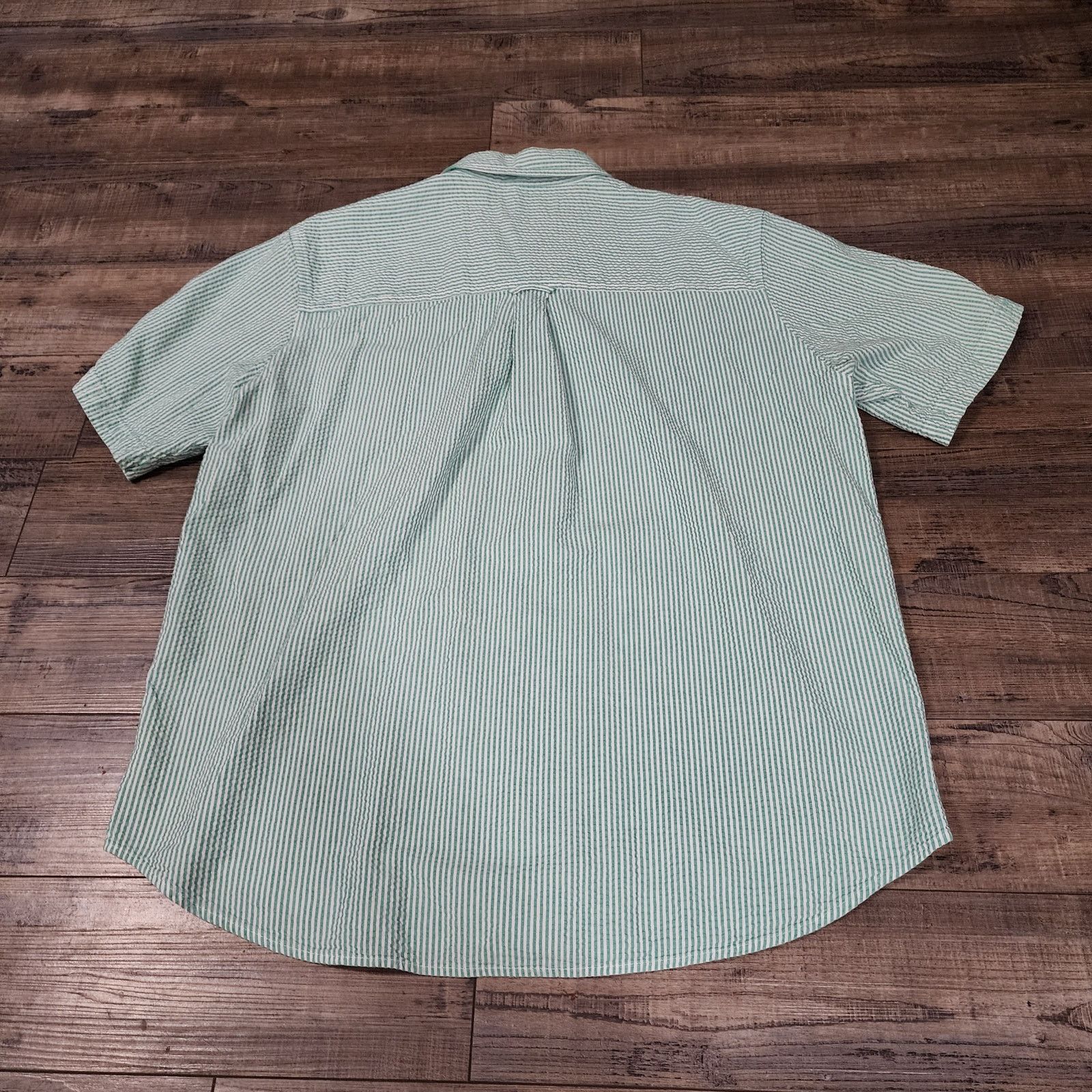 Chaps Chaps seersucker short sleeve shirt green striped sz XL 2257 Size US XL / EU 56 / 4 - 6 Thumbnail